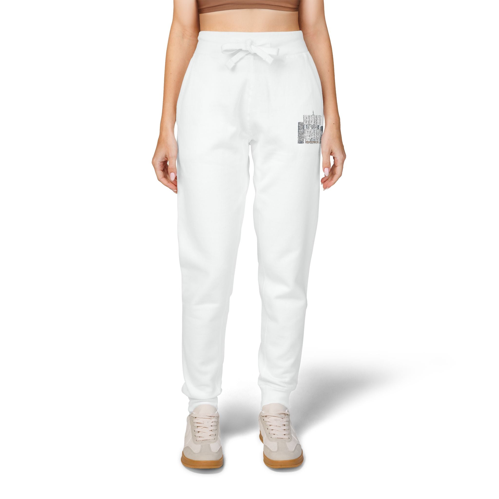 Embroidered Cozy Sweatpants — Minimal Logo Fleece Joggers