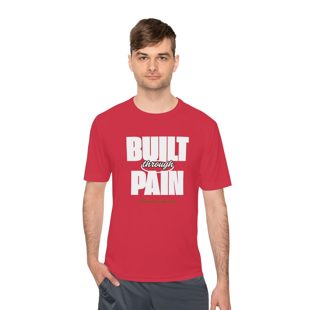 Built Through Pain Graphic Tee — Motivational Moisture-Wicking Shirt
