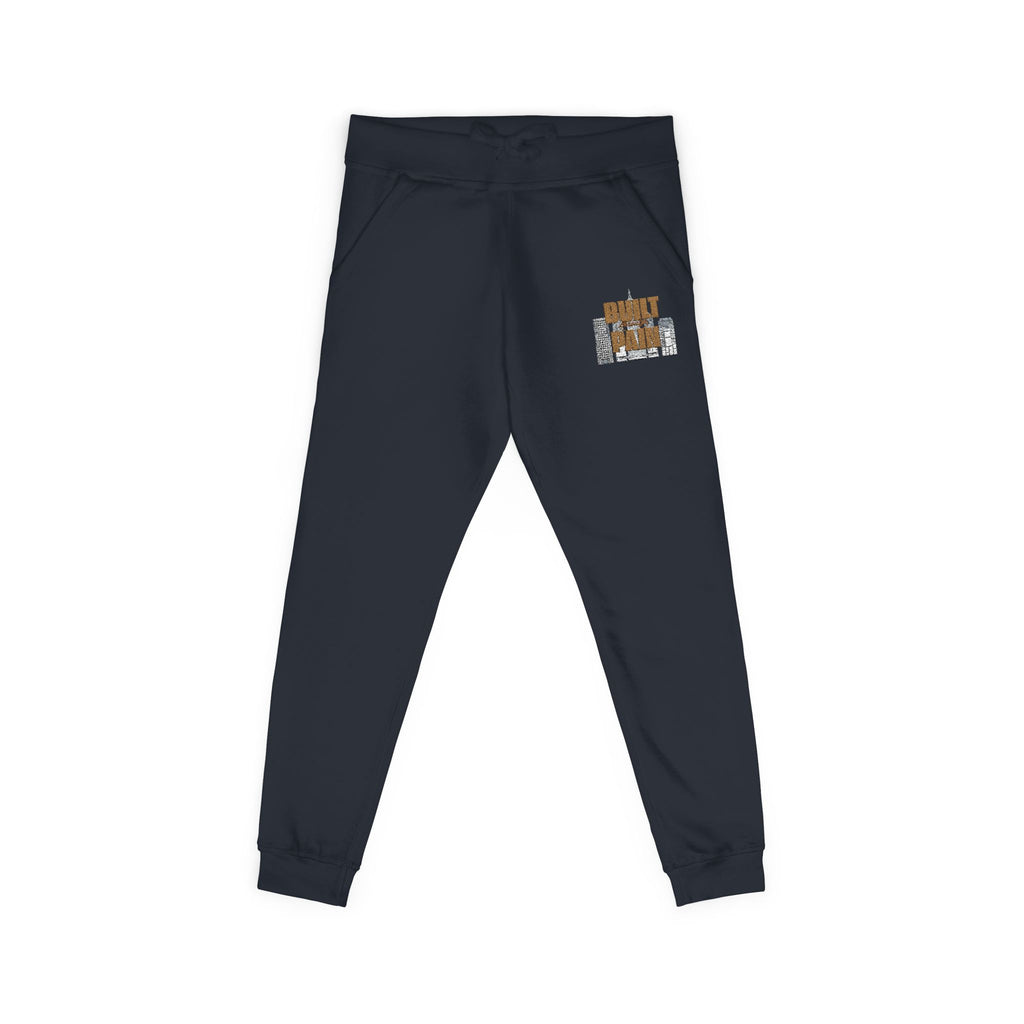 Embroidered Cozy Joggers — 'Built Through Pain' Fleece Sweatpants