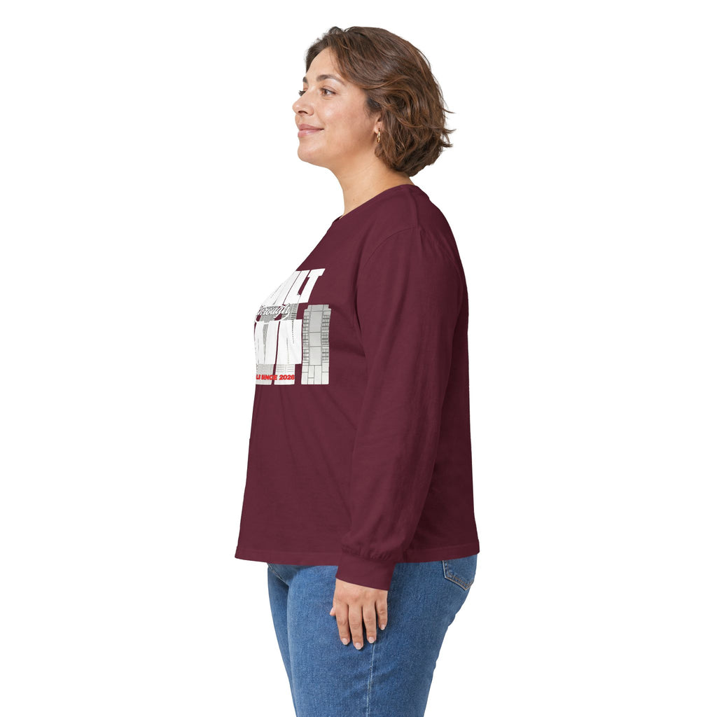 Long Sleeve Tee — Built Through Pain City Skyline Graphic
