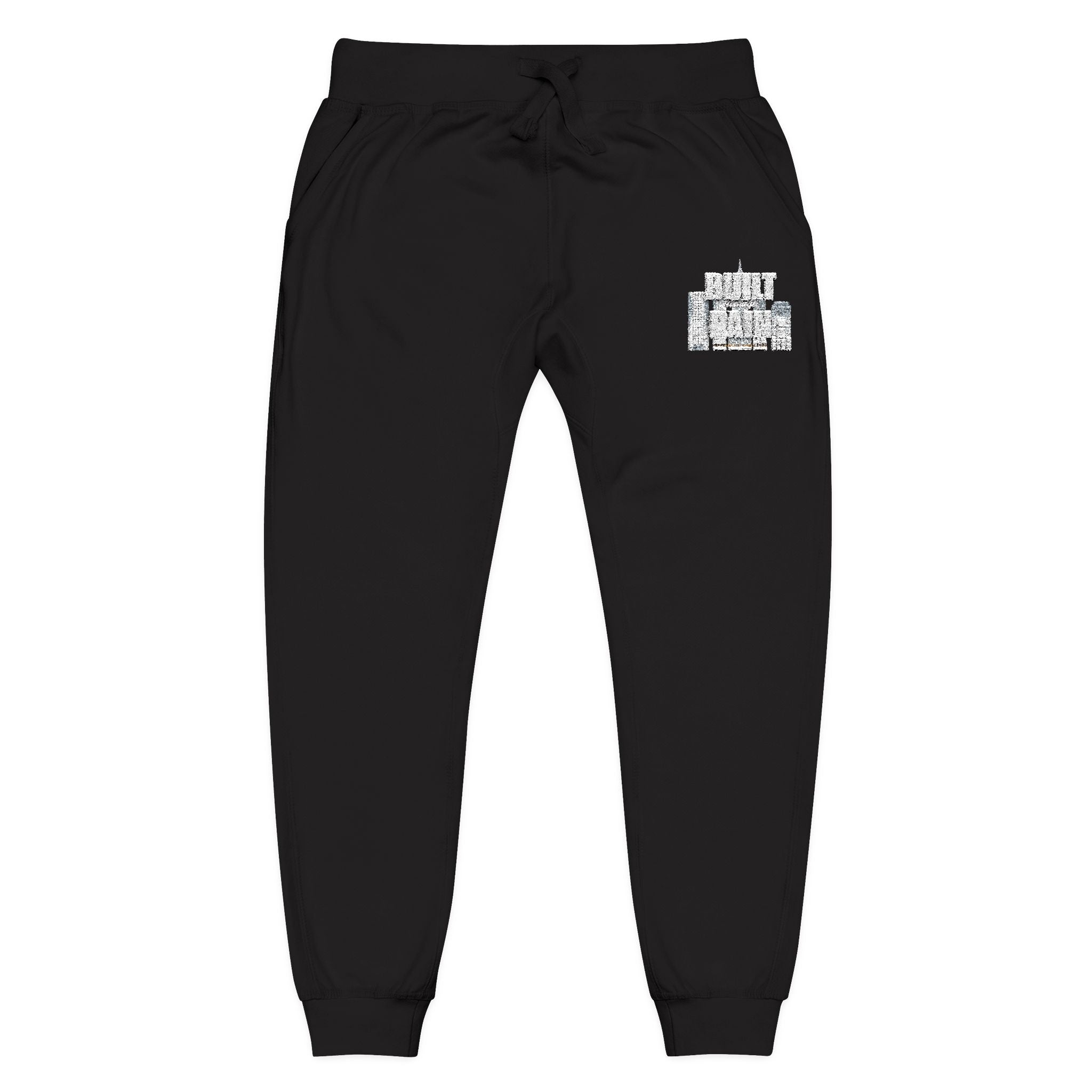 Embroidered Cozy Sweatpants — Minimal Logo Fleece Joggers
