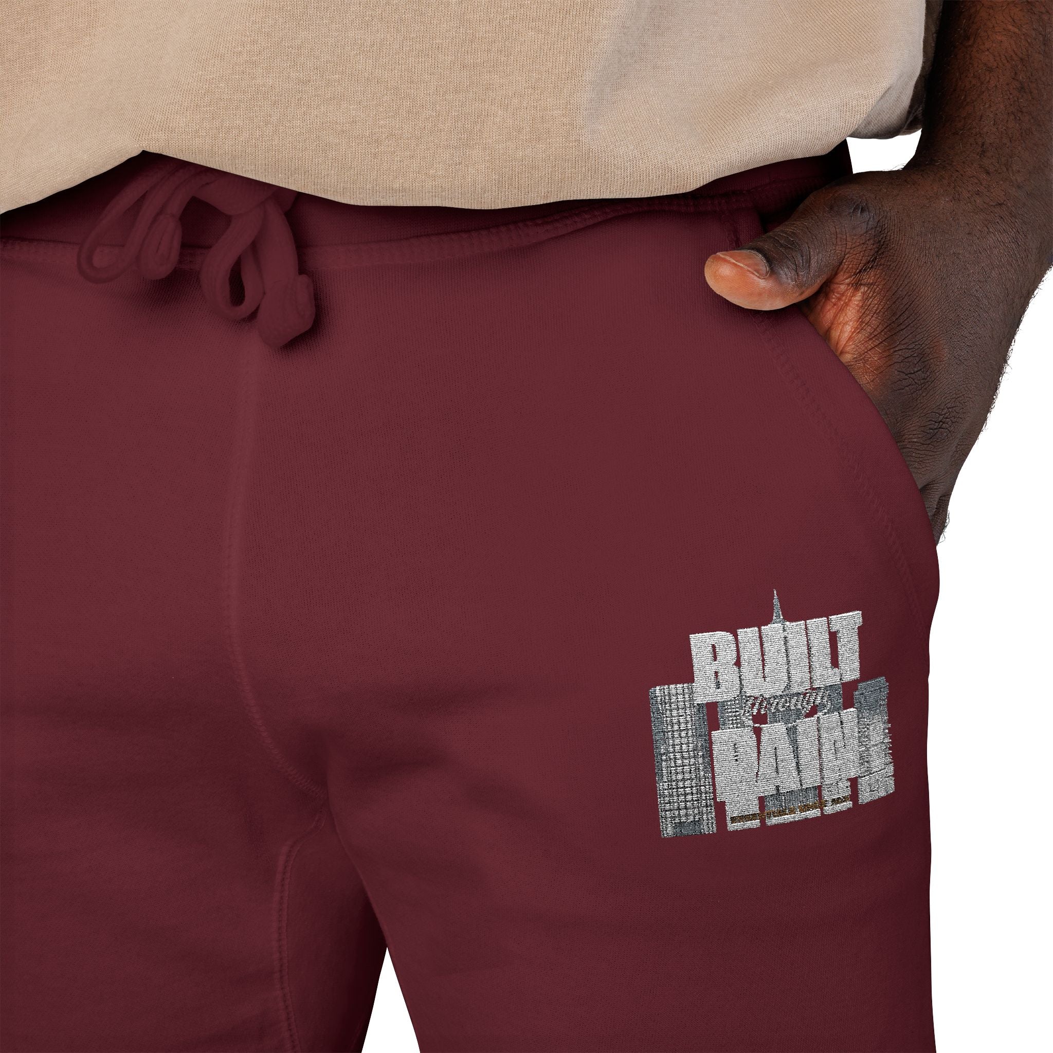 Embroidered Cozy Sweatpants — Minimal Logo Fleece Joggers