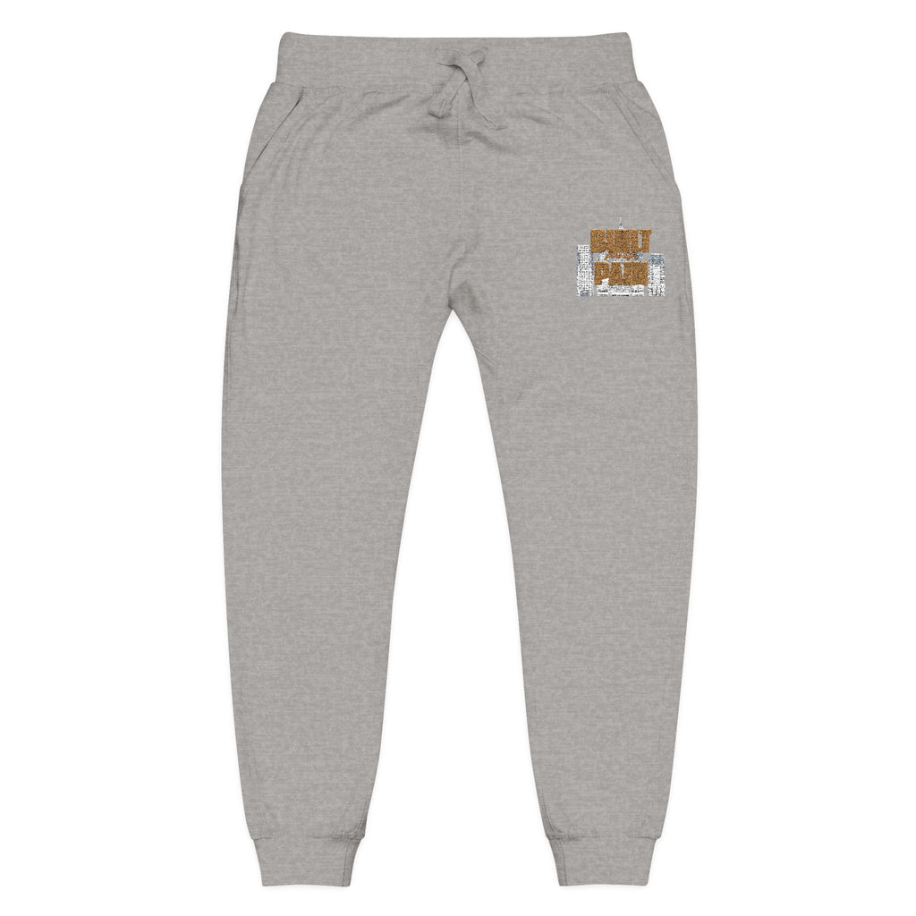 Embroidered Cozy Joggers — 'Built Through Pain' Fleece Sweatpants