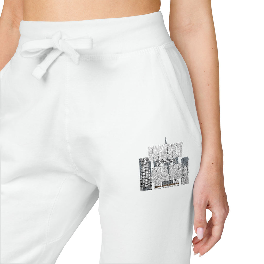 Embroidered Cozy Sweatpants — Minimal Logo Fleece Joggers