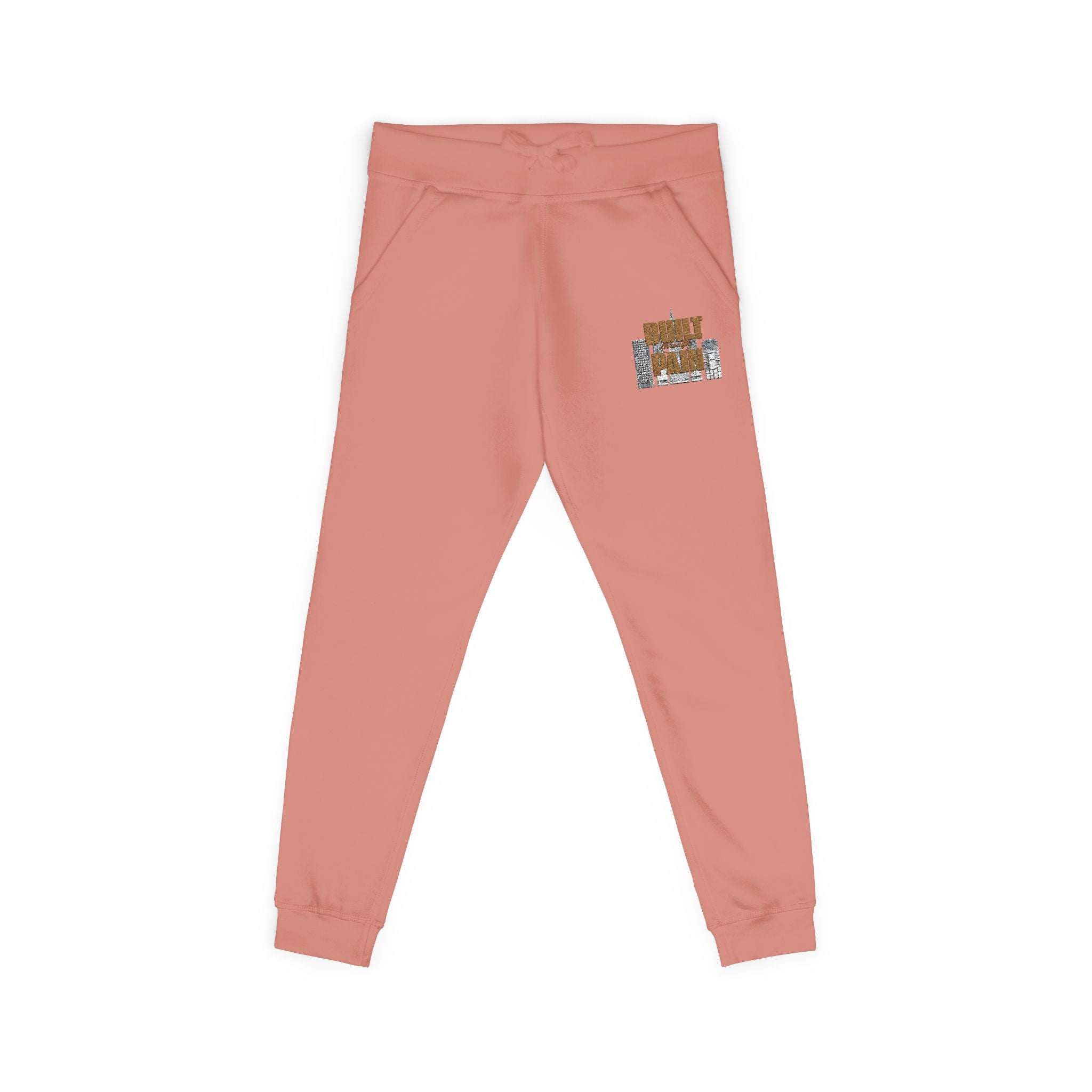 Embroidered Cozy Joggers — 'Built Through Pain' Fleece Sweatpants