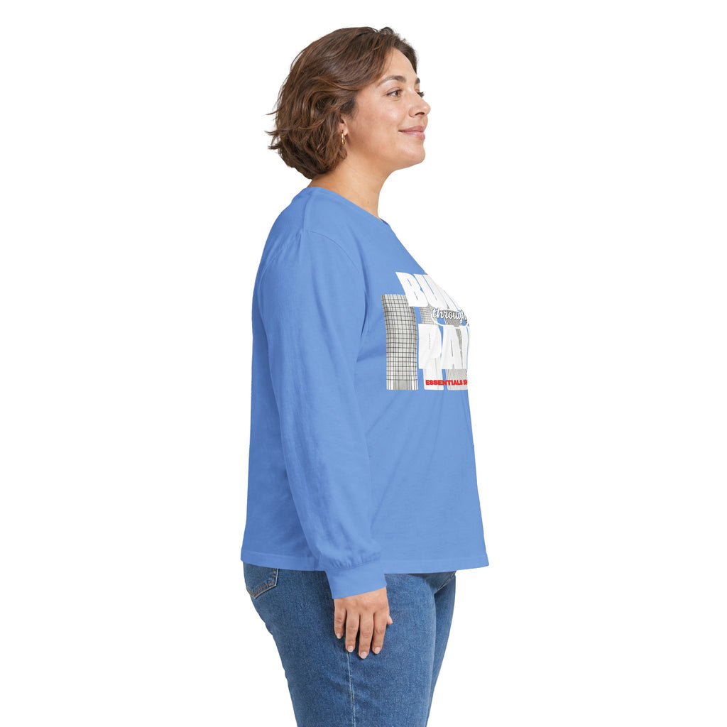 Long Sleeve Tee — Built Through Pain City Skyline Graphic