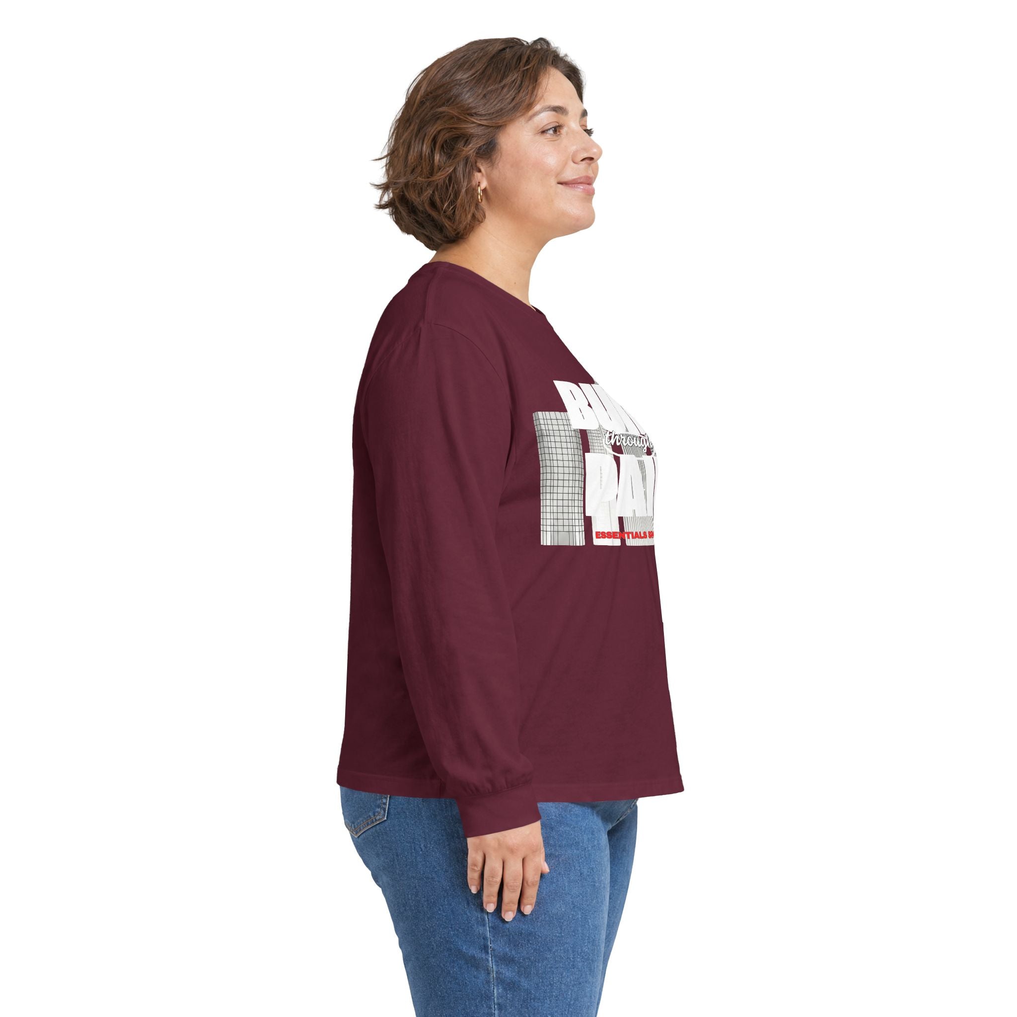 Long Sleeve Tee — Built Through Pain City Skyline Graphic