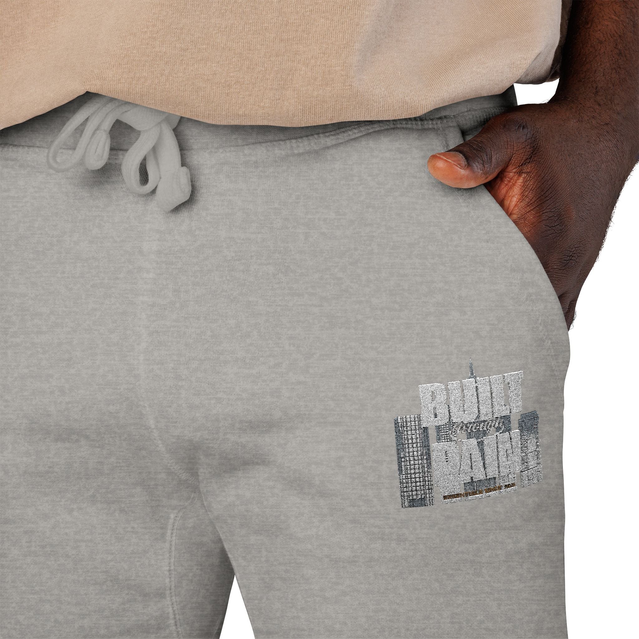 Embroidered Cozy Sweatpants — Minimal Logo Fleece Joggers