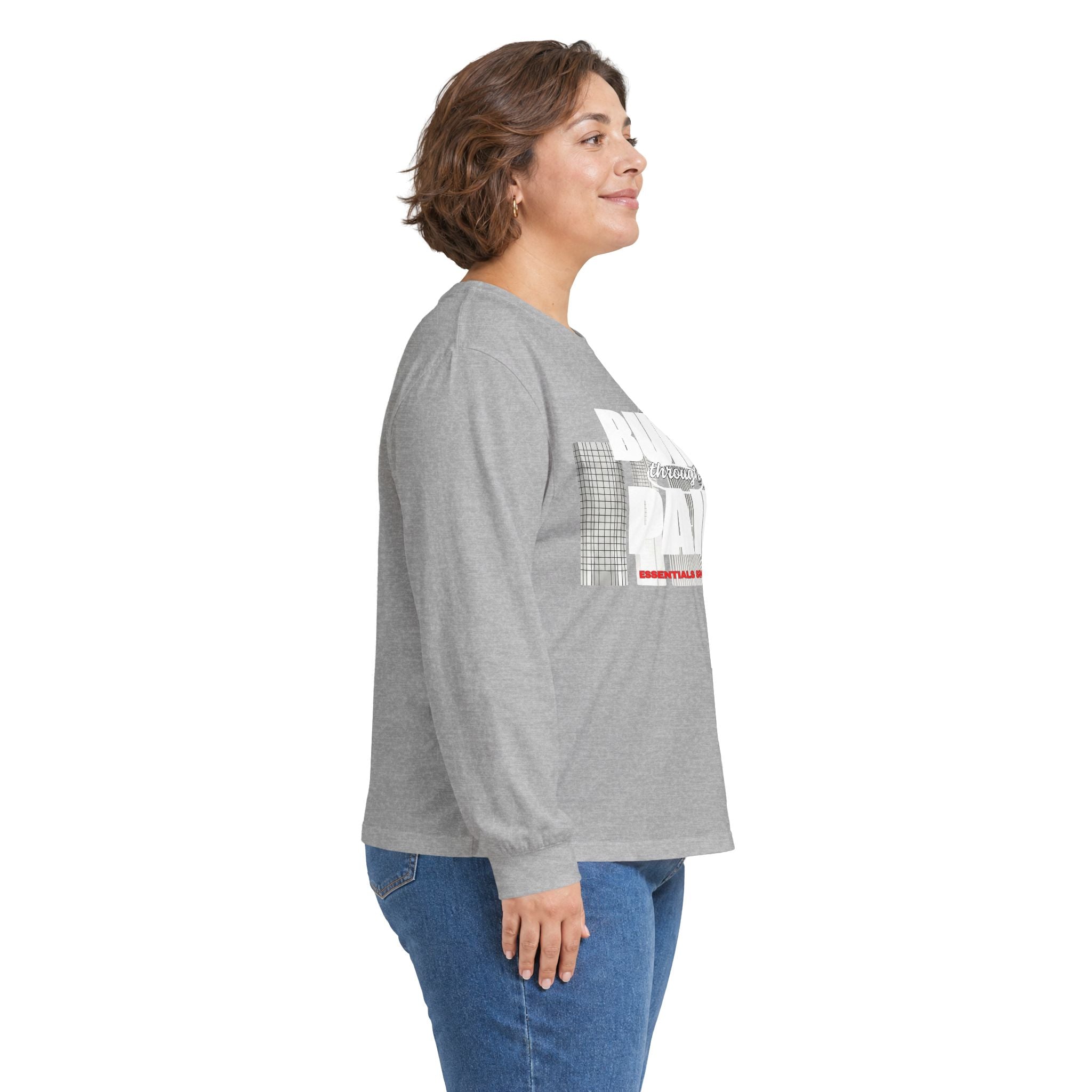 Long Sleeve Tee — Built Through Pain City Skyline Graphic
