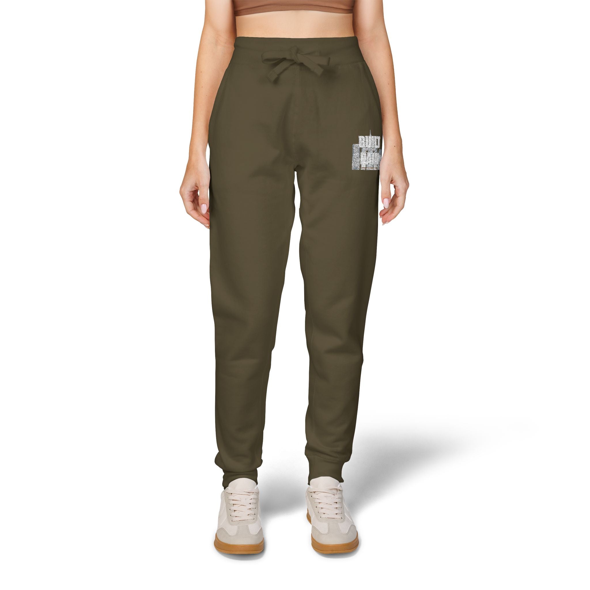 Embroidered Cozy Sweatpants — Minimal Logo Fleece Joggers