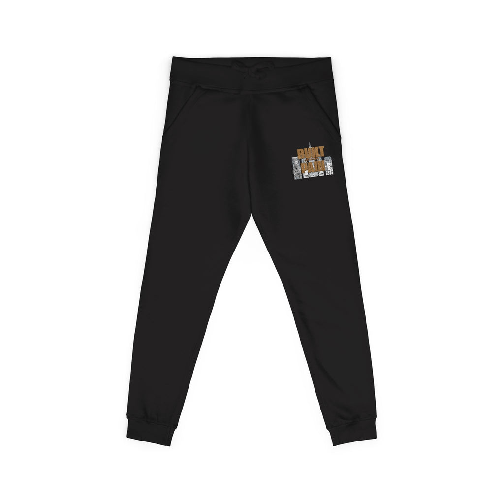 Embroidered Cozy Joggers — 'Built Through Pain' Fleece Sweatpants