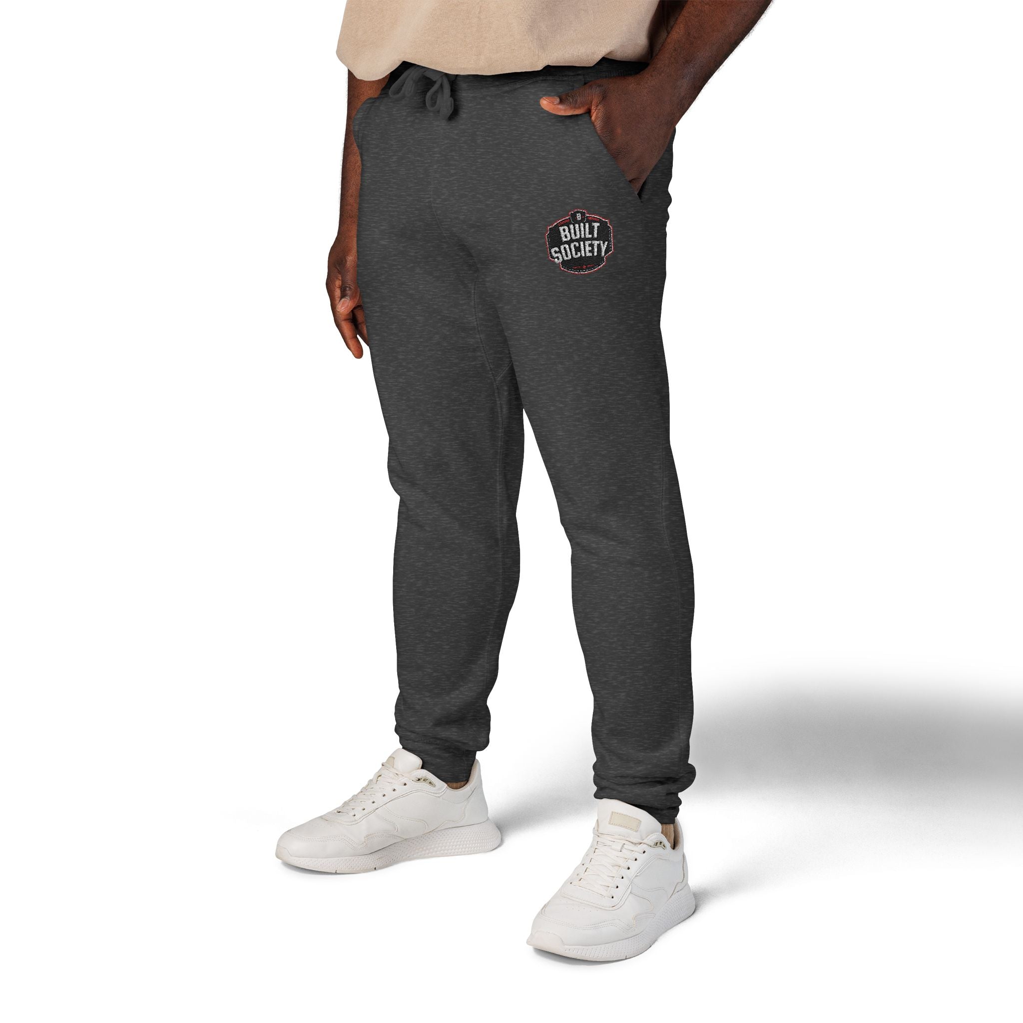 Embroidered 'Built Through Pain' Fleece Sweatpants — Cozy Casual Joggers
