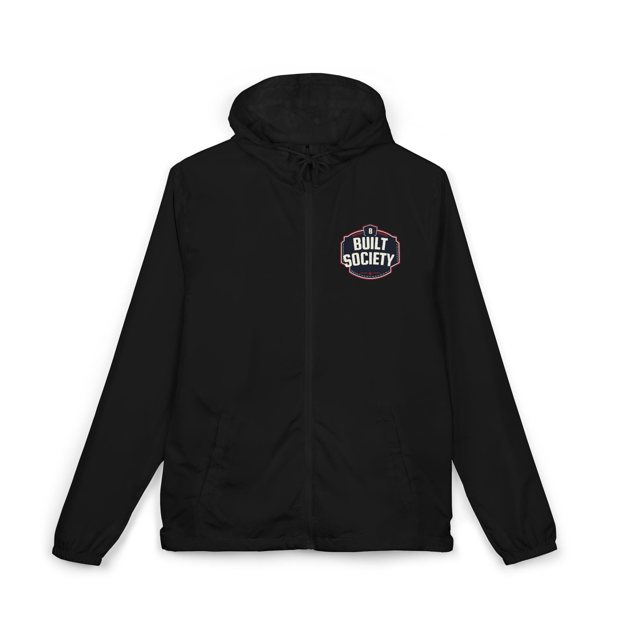 Windbreaker Jacket — 'Built Society' Camo Full-Zip Hooded Windbreaker