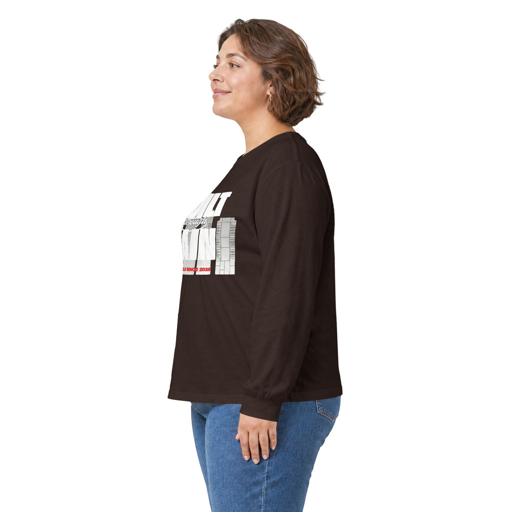 Long Sleeve Tee — Built Through Pain City Skyline Graphic