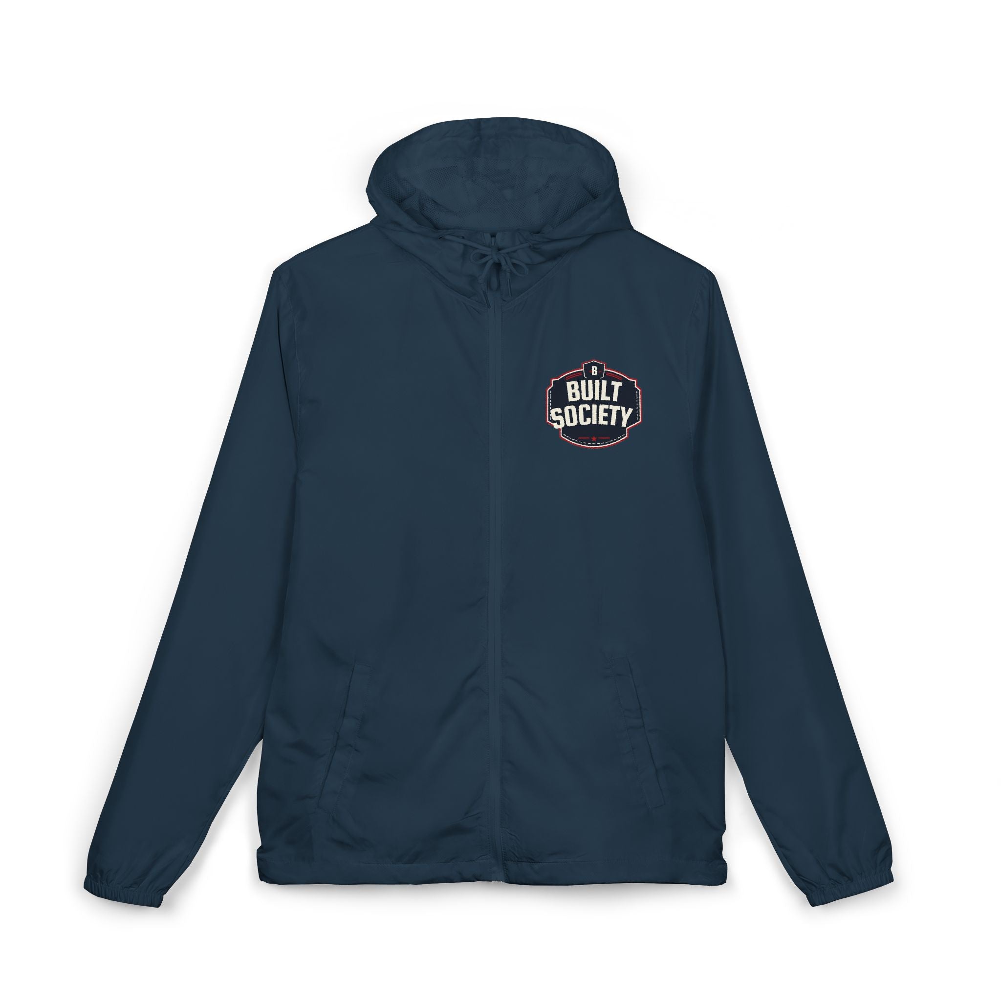Windbreaker Jacket — 'Built Society' Camo Full-Zip Hooded Windbreaker