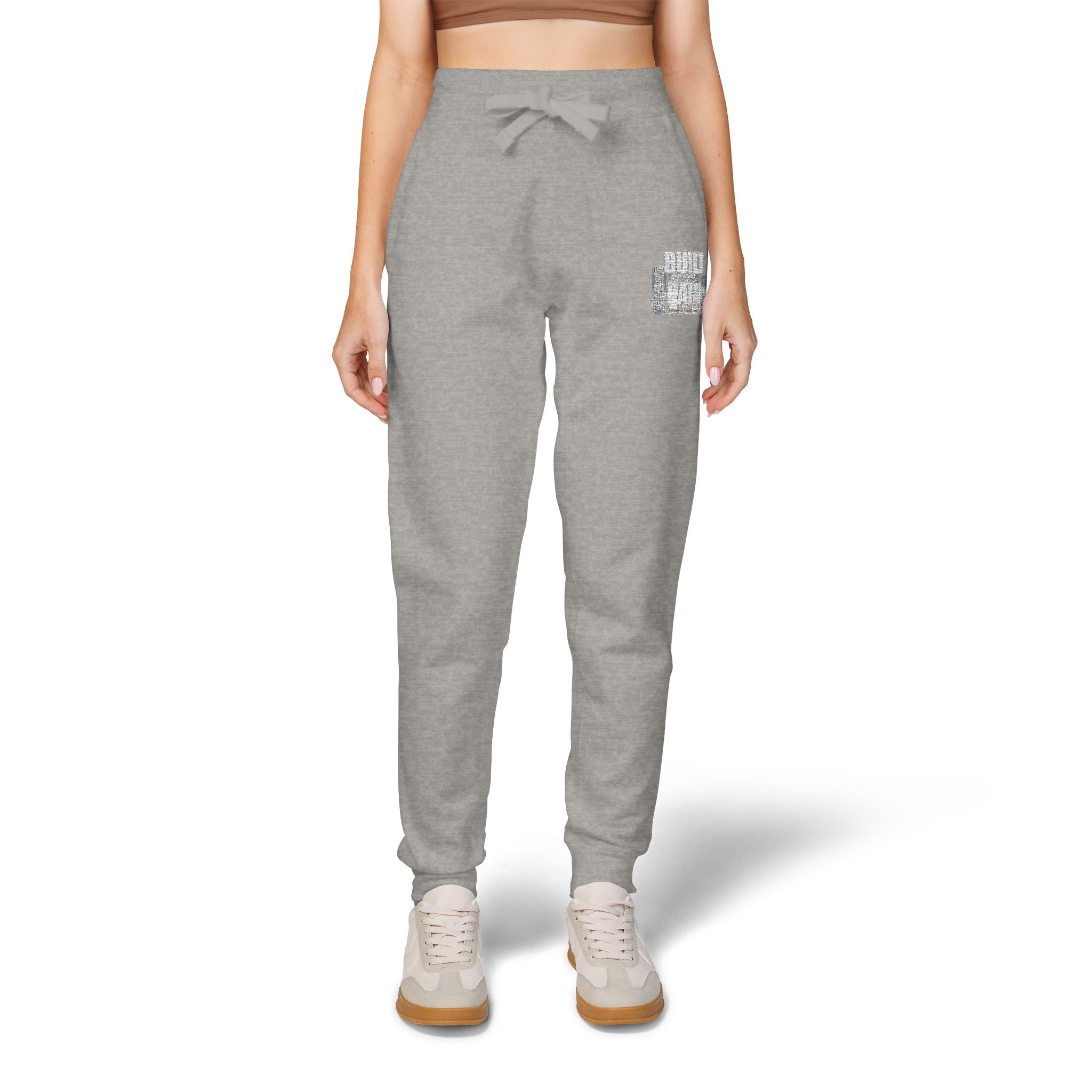 Embroidered Cozy Sweatpants — Minimal Logo Fleece Joggers