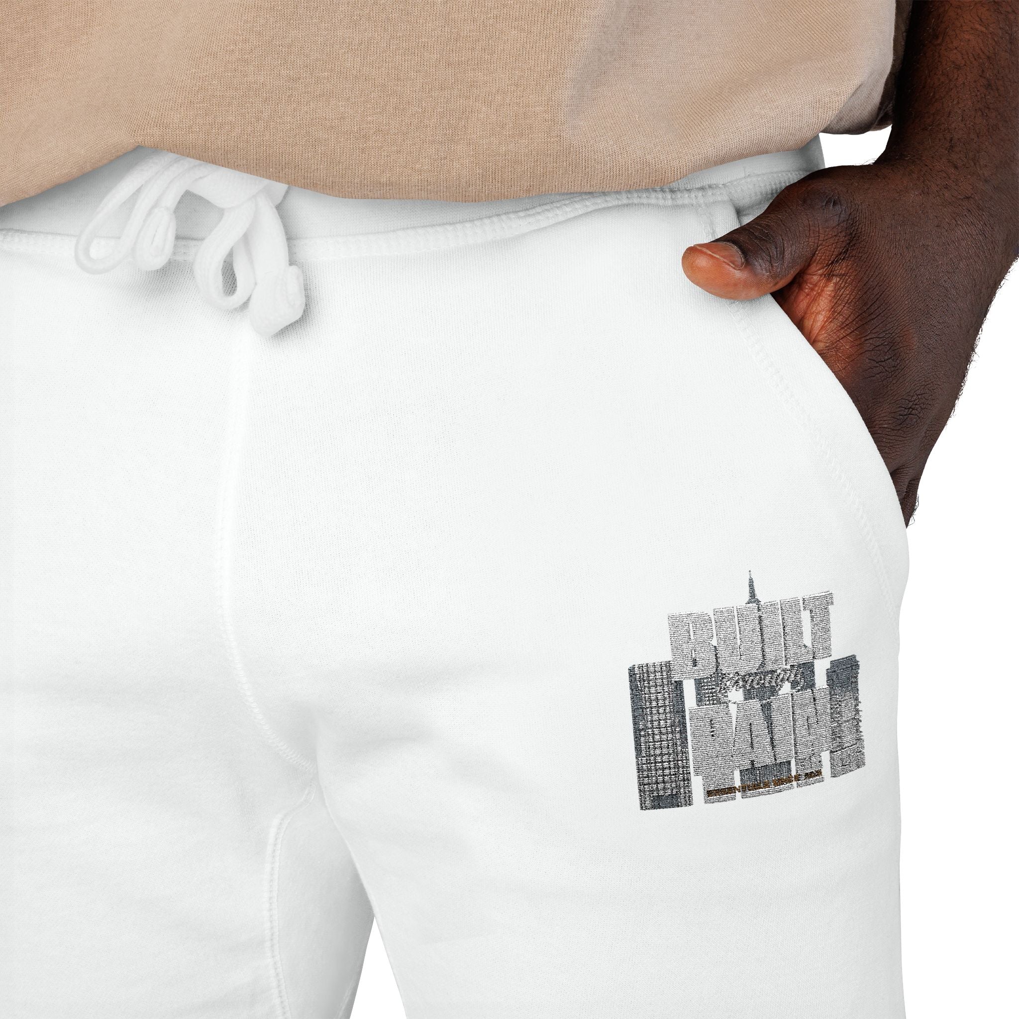 Embroidered Cozy Sweatpants — Minimal Logo Fleece Joggers
