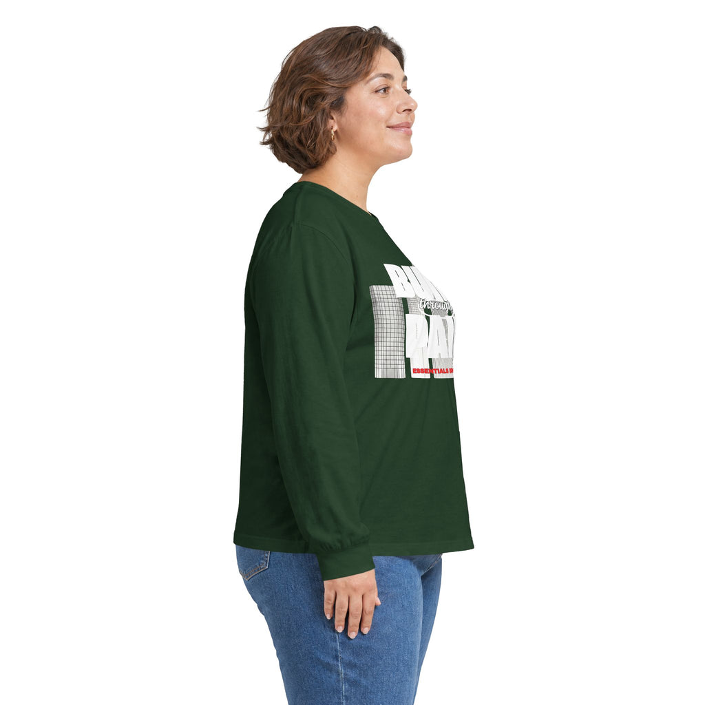 Long Sleeve Tee — Built Through Pain City Skyline Graphic