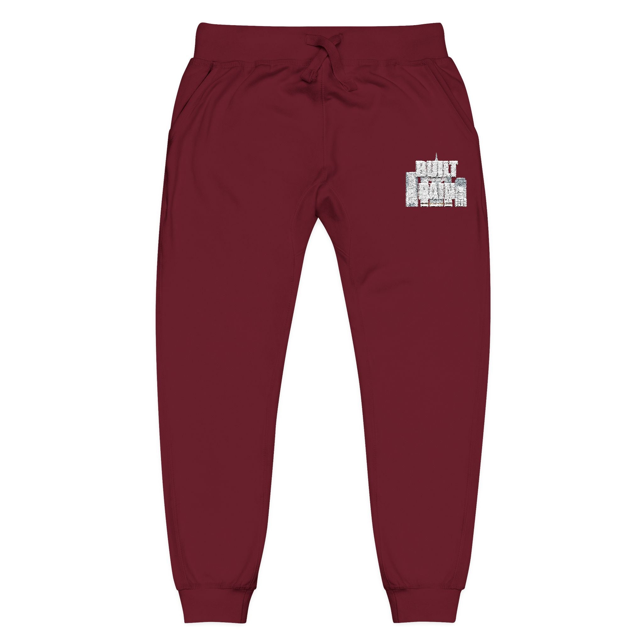 Embroidered Cozy Sweatpants — Minimal Logo Fleece Joggers