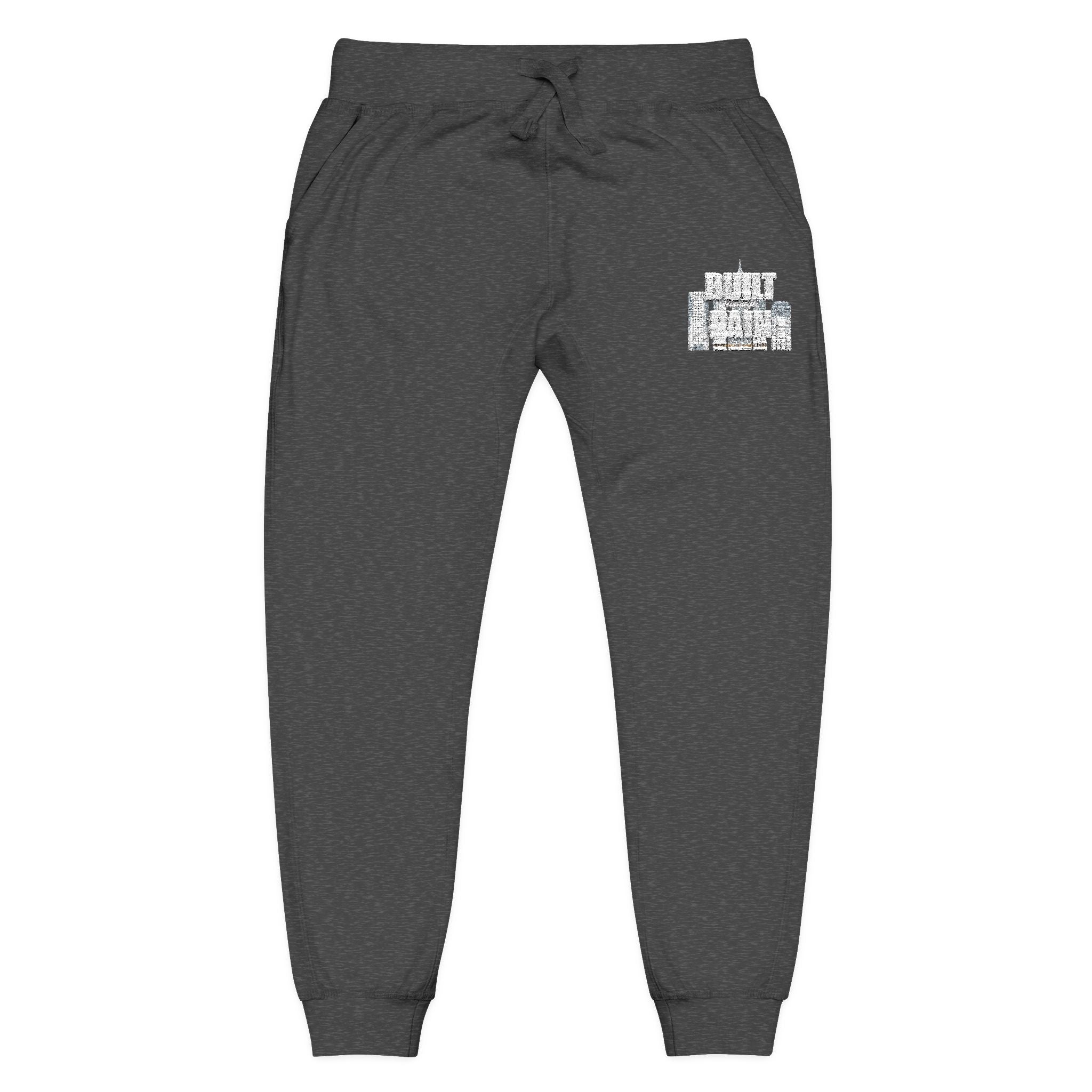 Embroidered Cozy Sweatpants — Minimal Logo Fleece Joggers