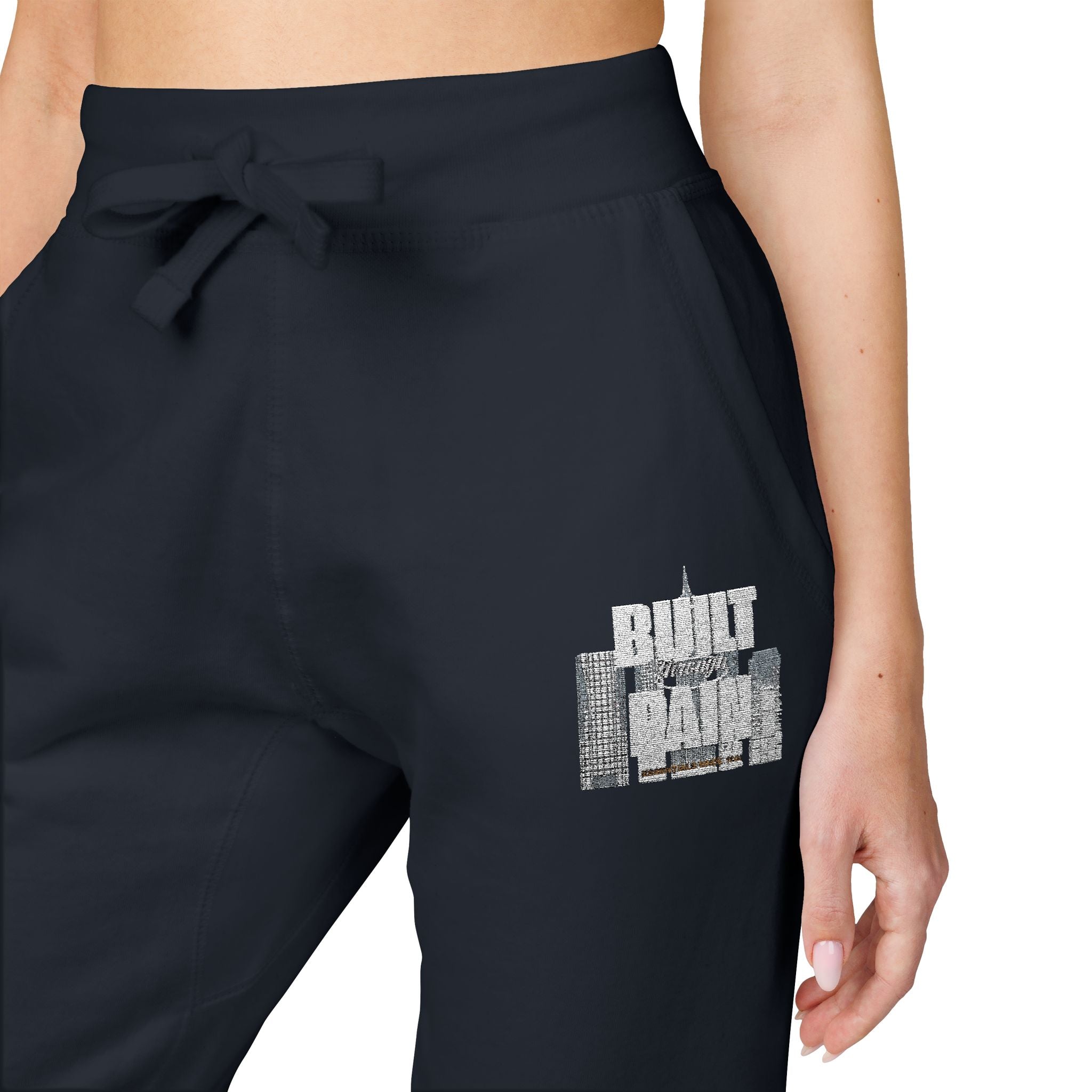 Embroidered Cozy Sweatpants — Minimal Logo Fleece Joggers