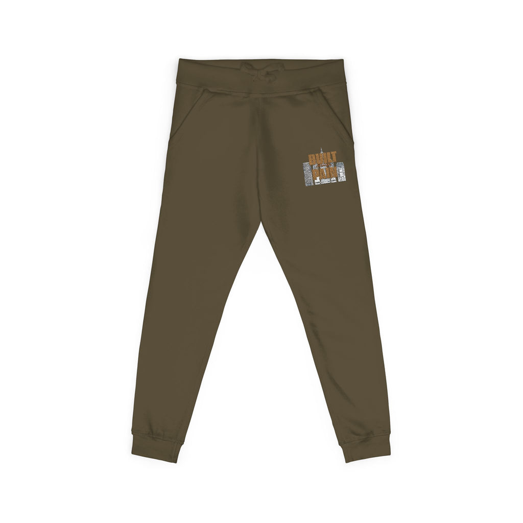Embroidered Cozy Joggers — 'Built Through Pain' Fleece Sweatpants