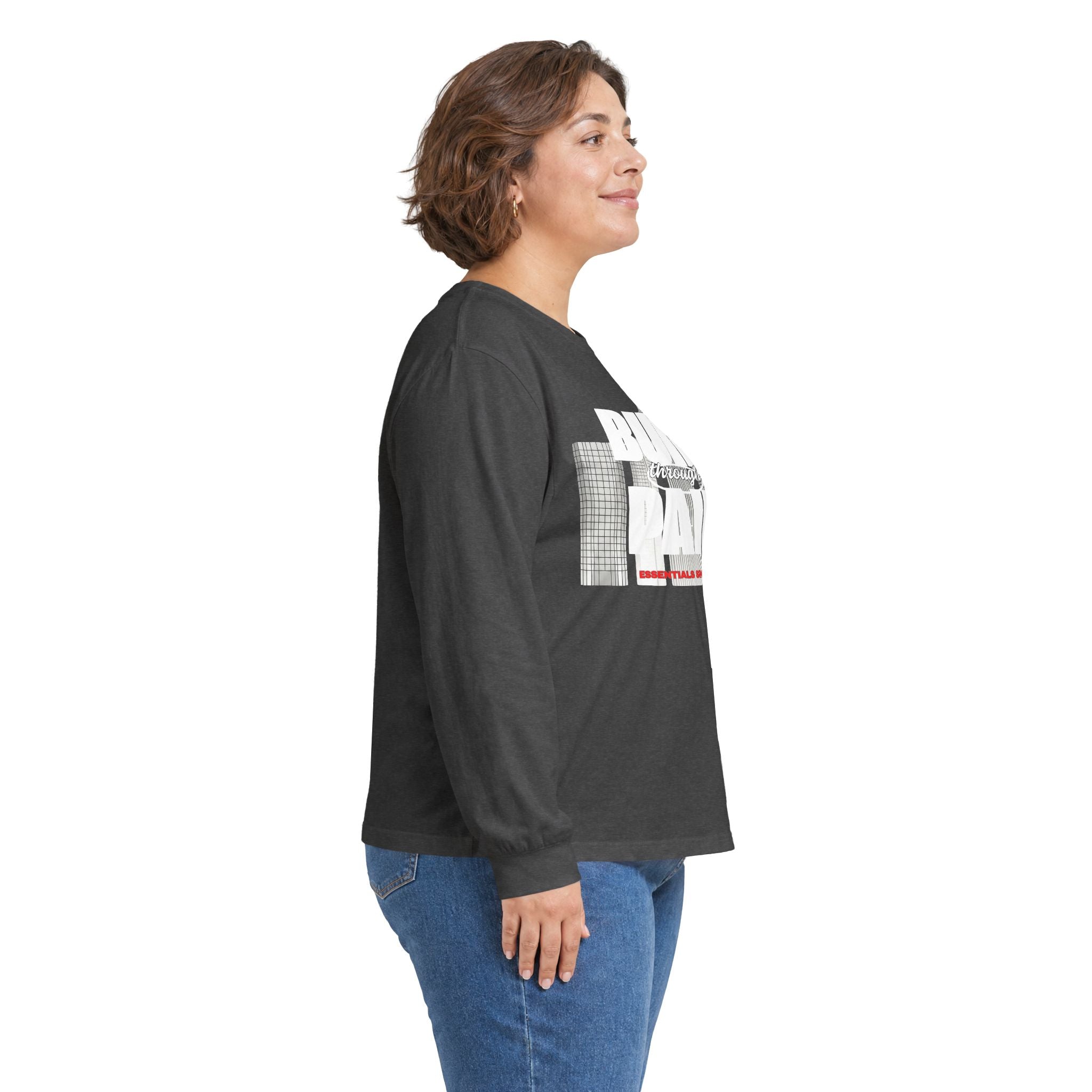 Long Sleeve Tee — Built Through Pain City Skyline Graphic
