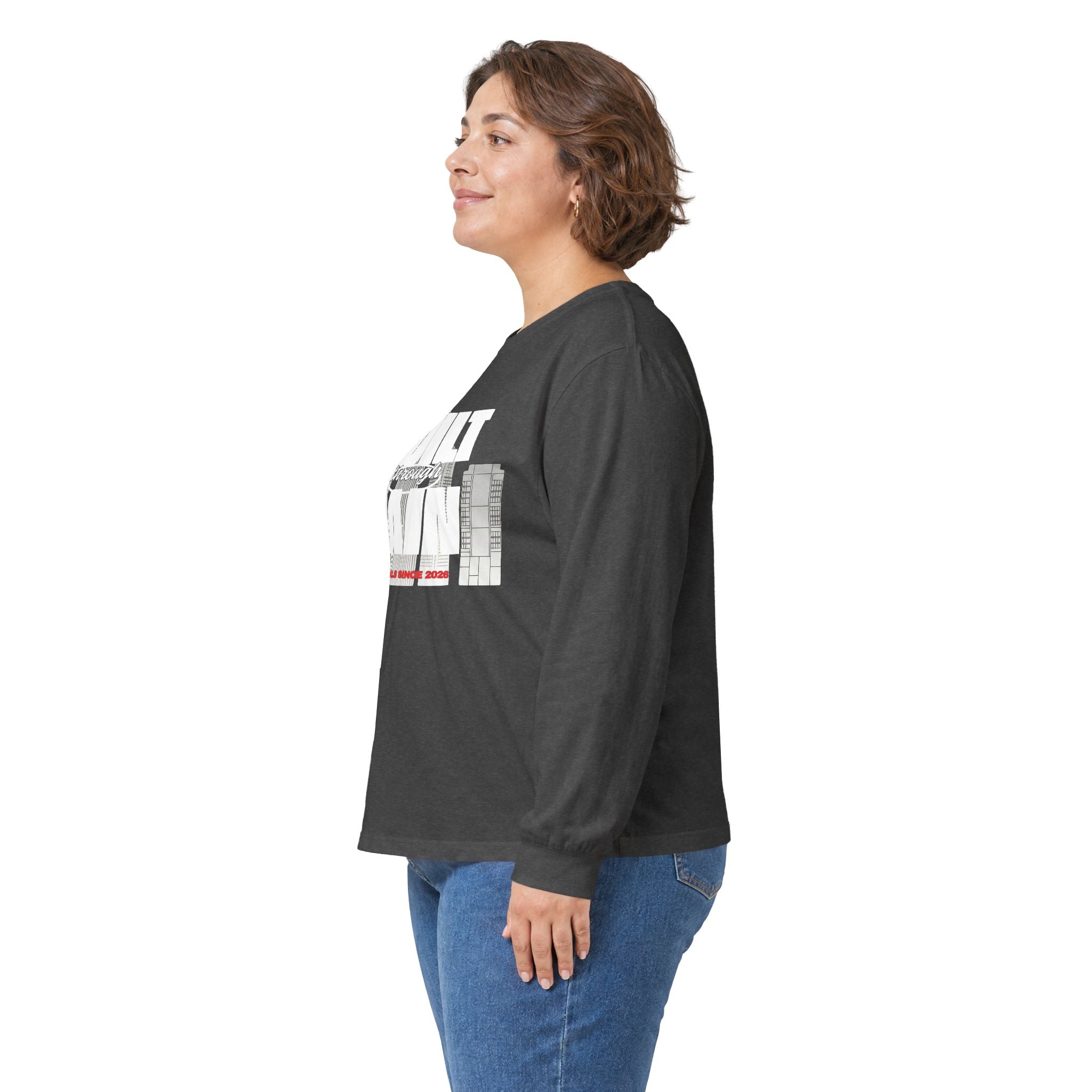 Long Sleeve Tee — Built Through Pain City Skyline Graphic