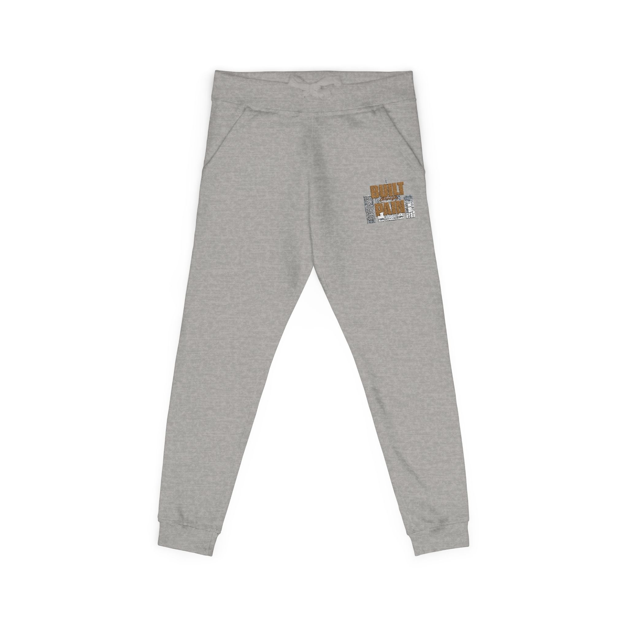Embroidered Cozy Joggers — 'Built Through Pain' Fleece Sweatpants