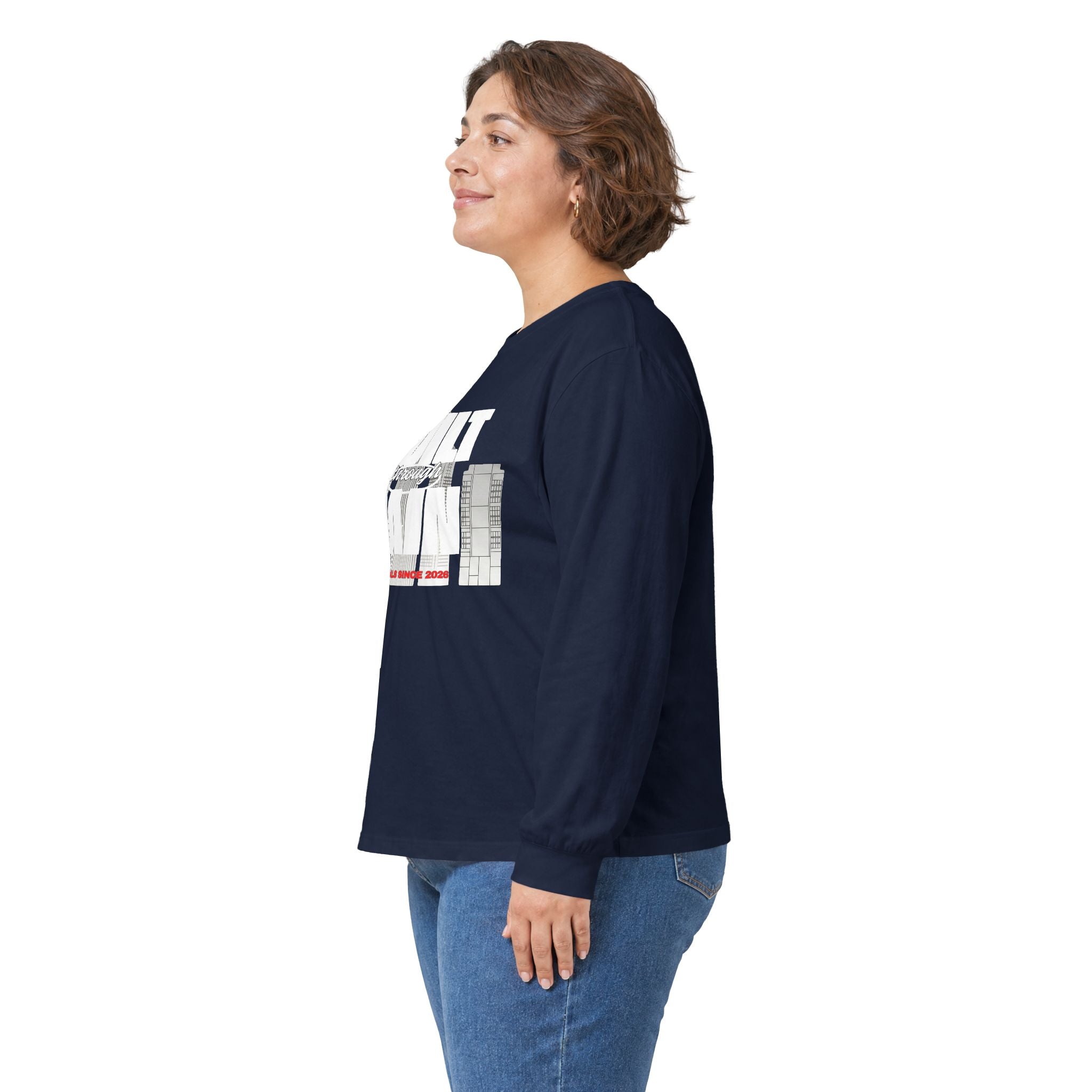 Long Sleeve Tee — Built Through Pain City Skyline Graphic