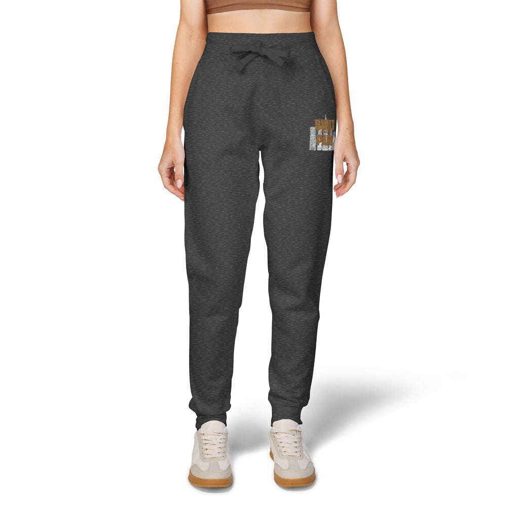 Embroidered Cozy Joggers — 'Built Through Pain' Fleece Sweatpants