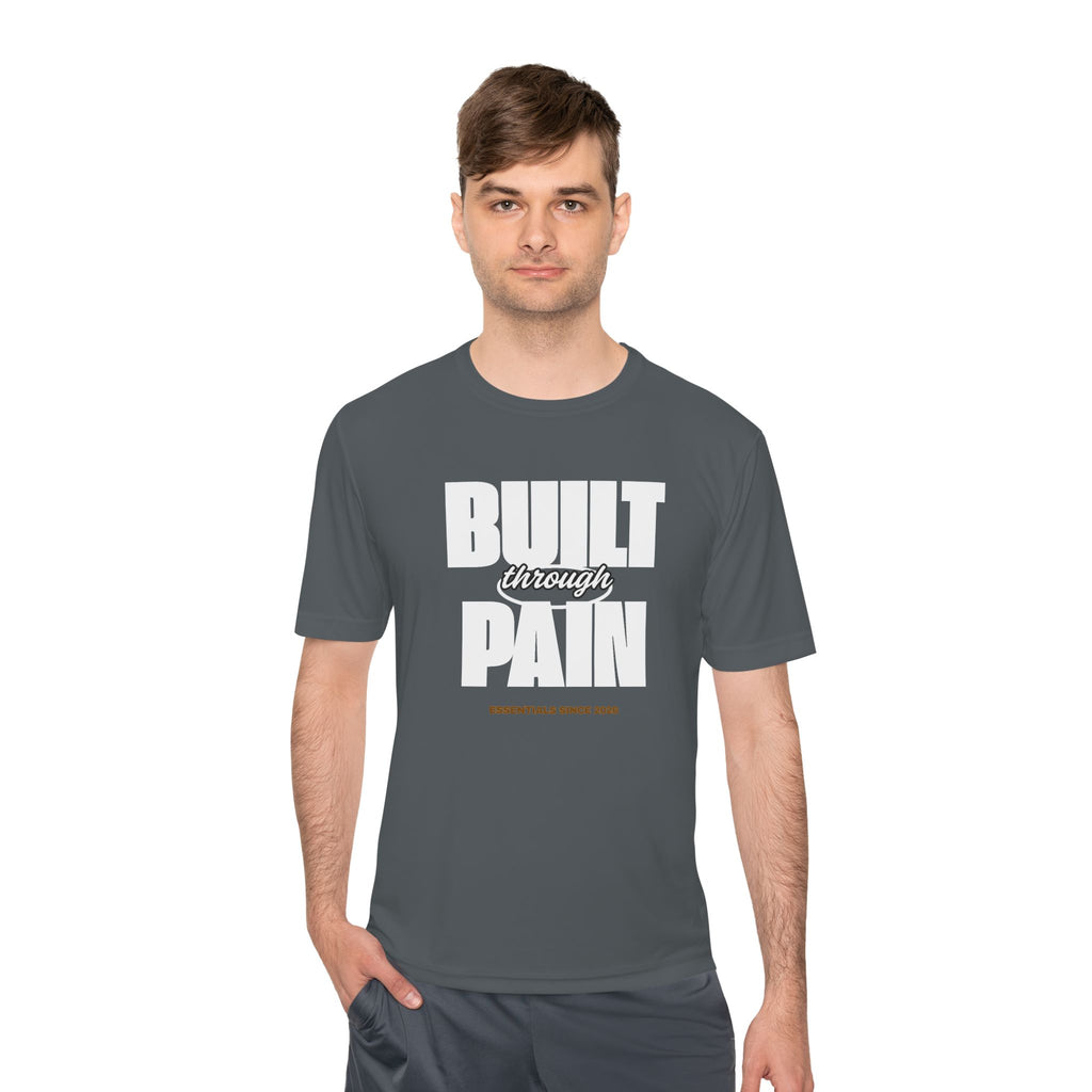 Built Through Pain Graphic Tee — Motivational Moisture-Wicking Shirt