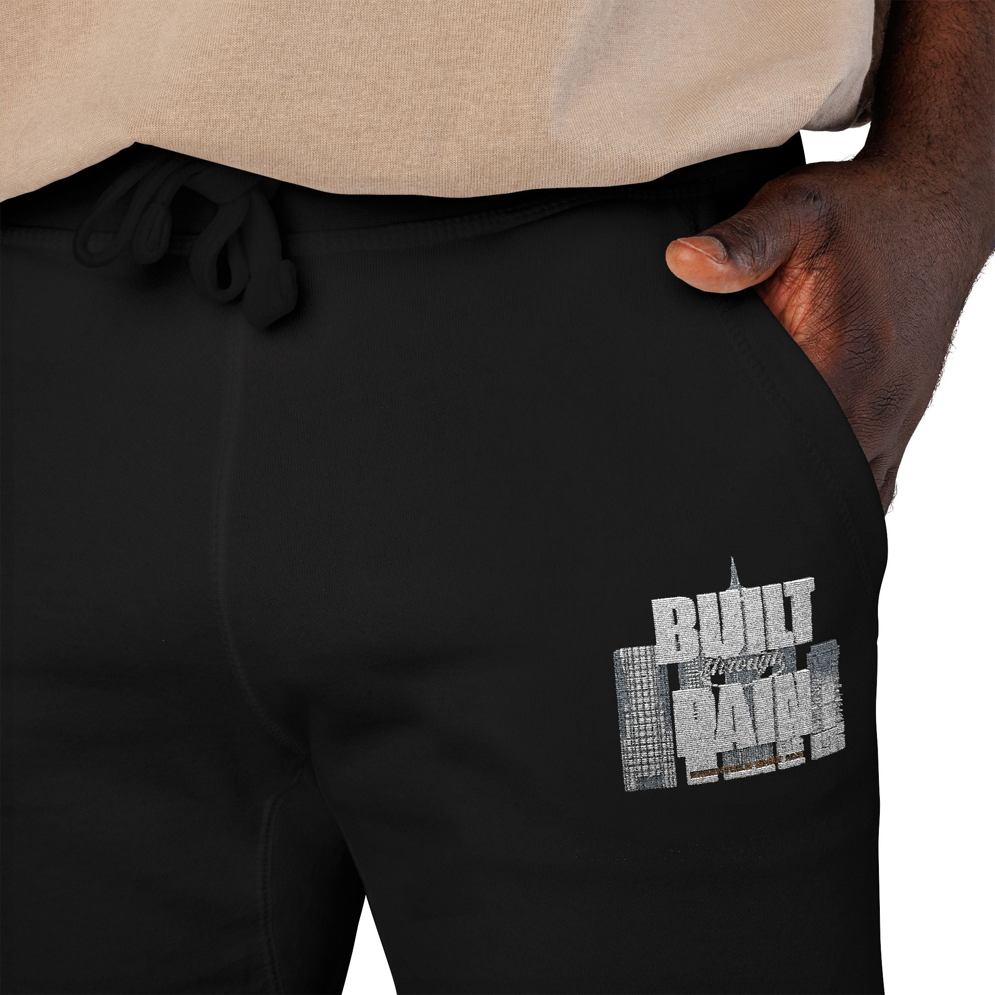 Embroidered Cozy Sweatpants — Minimal Logo Fleece Joggers