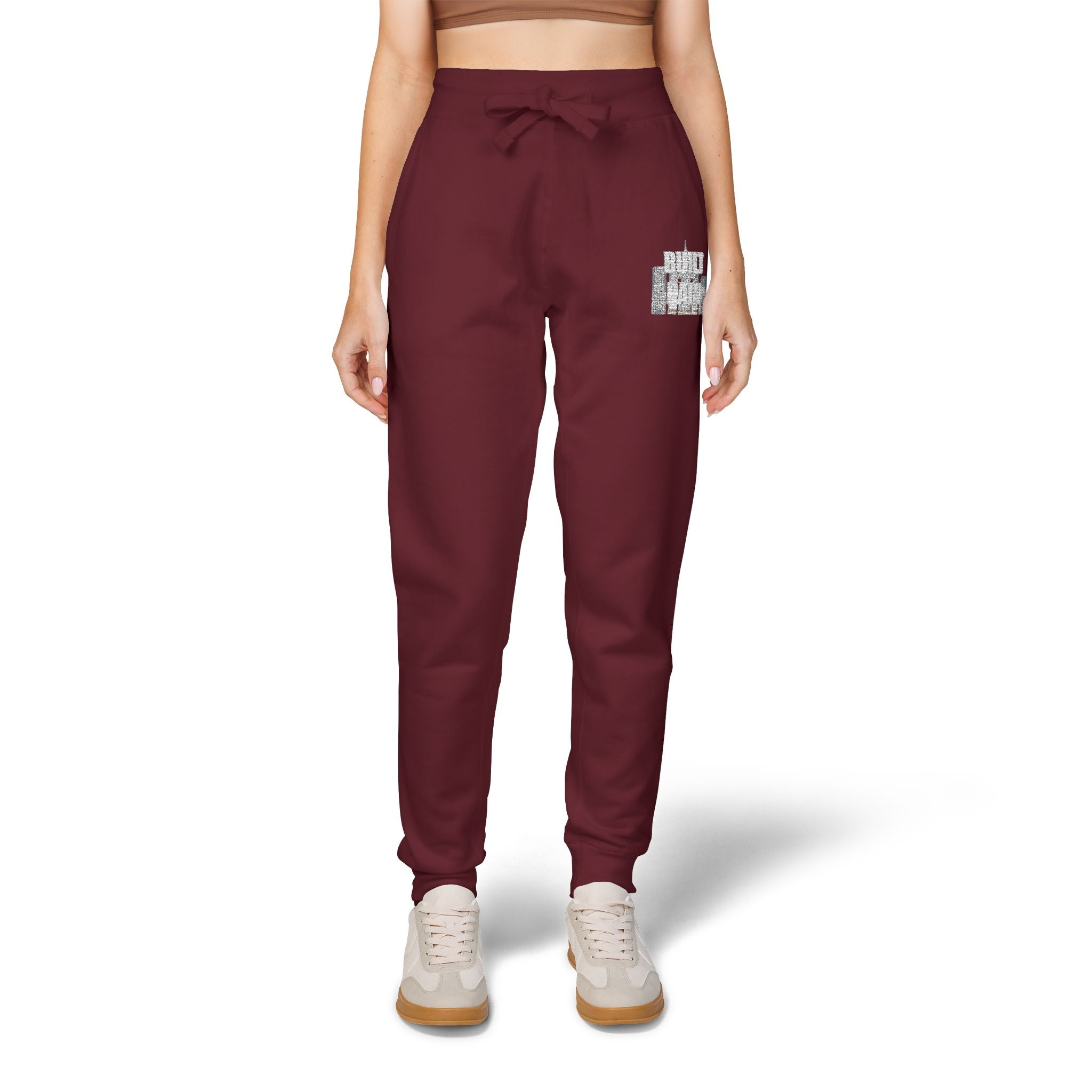 Embroidered Cozy Sweatpants — Minimal Logo Fleece Joggers