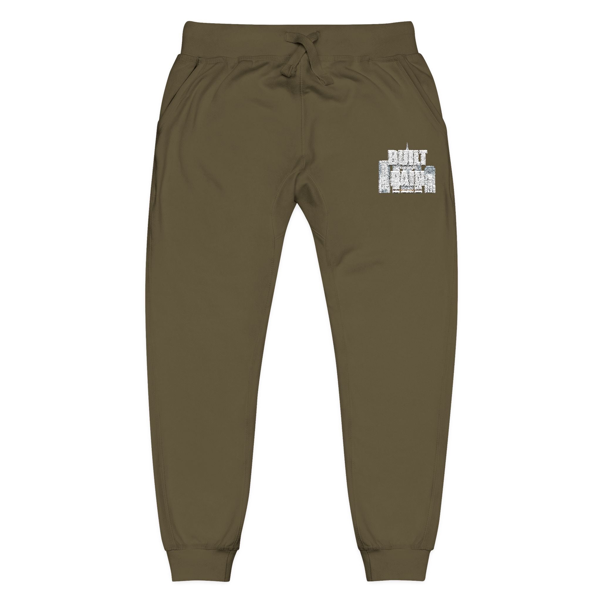 Embroidered Cozy Sweatpants — Minimal Logo Fleece Joggers