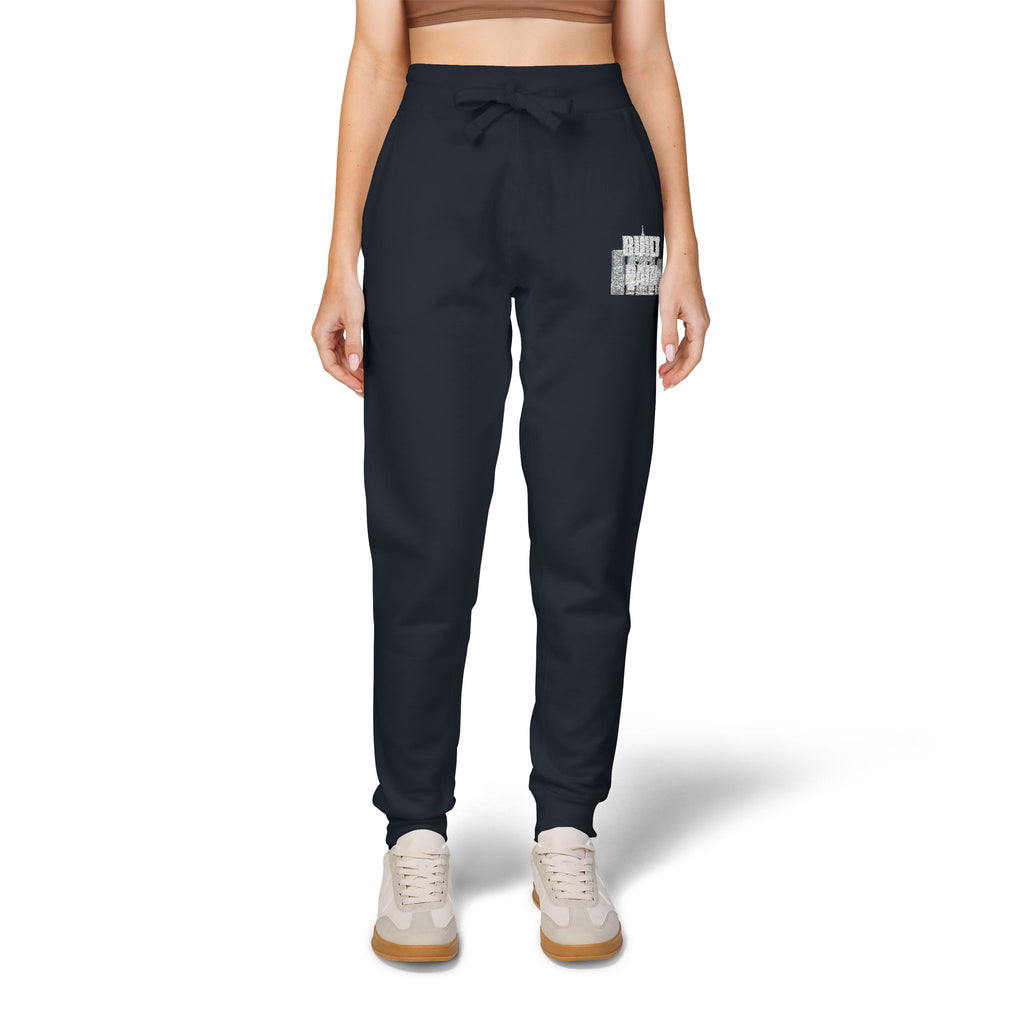 Embroidered Cozy Sweatpants — Minimal Logo Fleece Joggers