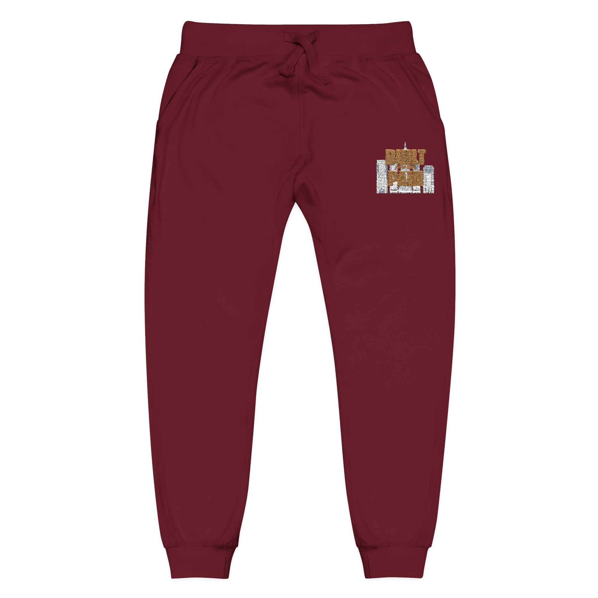 Embroidered Cozy Joggers — 'Built Through Pain' Fleece Sweatpants