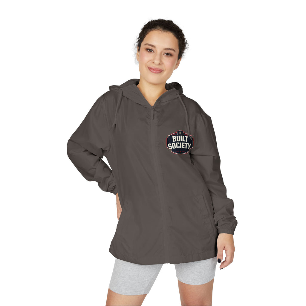 Windbreaker Jacket — 'Built Society' Camo Full-Zip Hooded Windbreaker