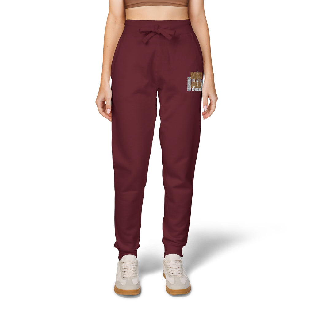 Embroidered Cozy Joggers — 'Built Through Pain' Fleece Sweatpants