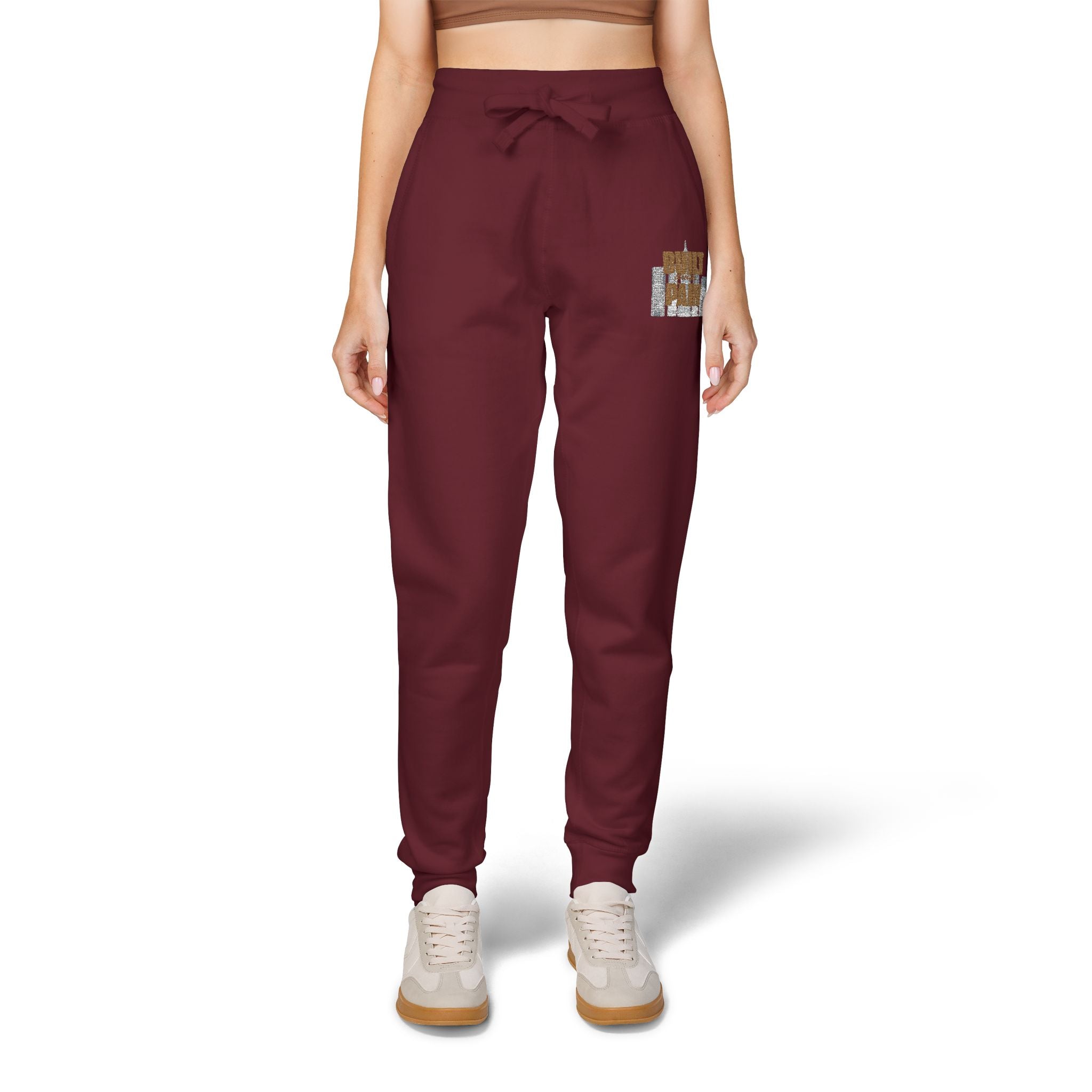 Embroidered Cozy Joggers — 'Built Through Pain' Fleece Sweatpants