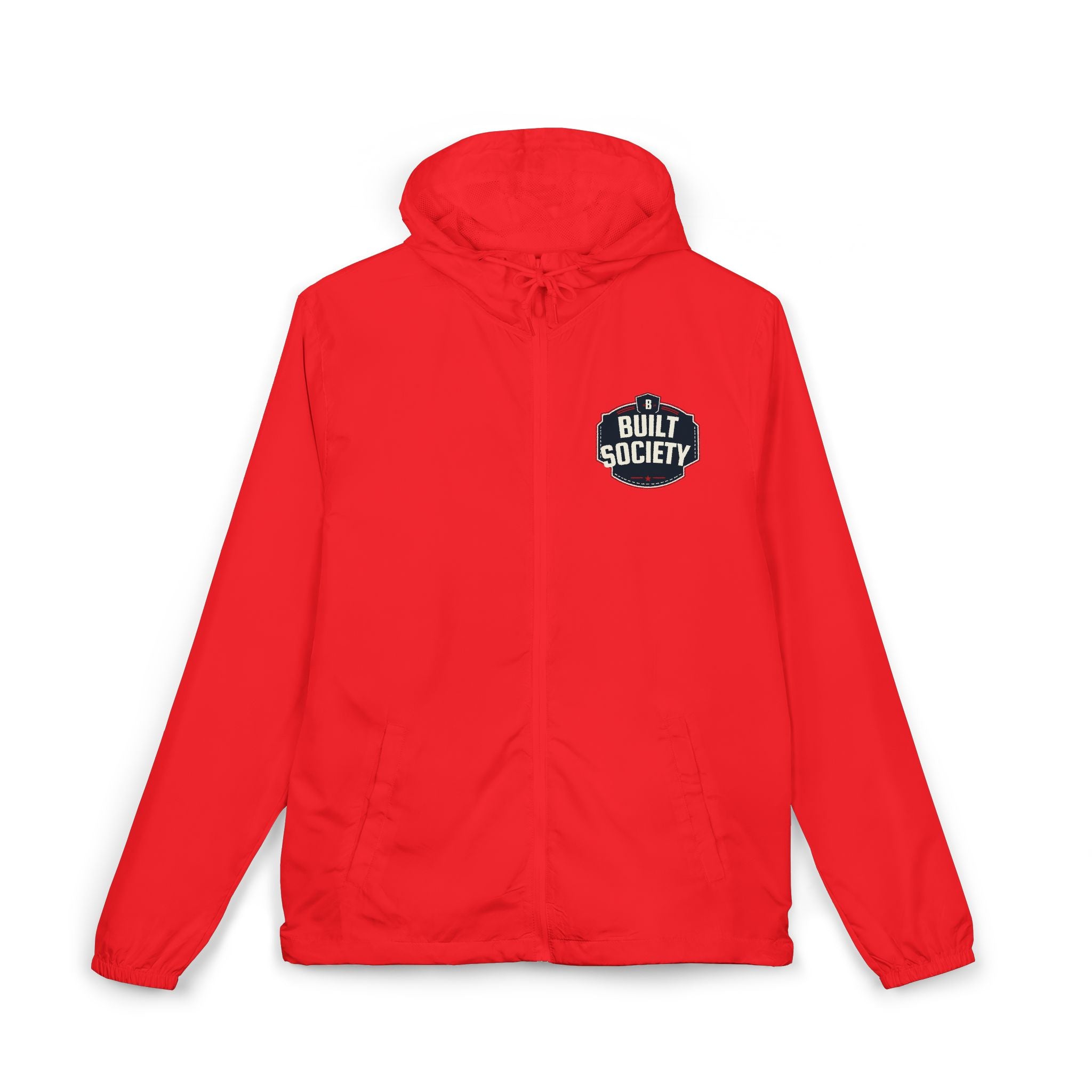 Windbreaker Jacket — 'Built Society' Camo Full-Zip Hooded Windbreaker