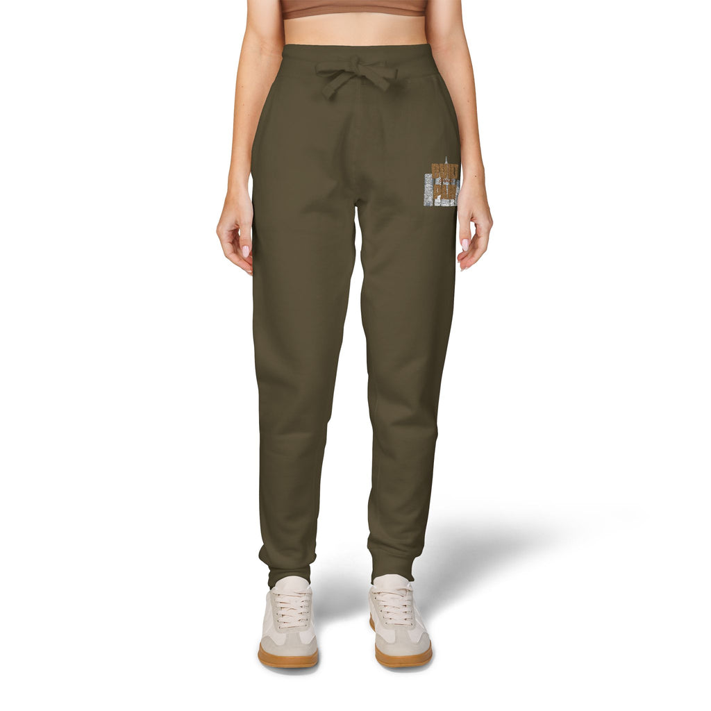 Embroidered Cozy Joggers — 'Built Through Pain' Fleece Sweatpants