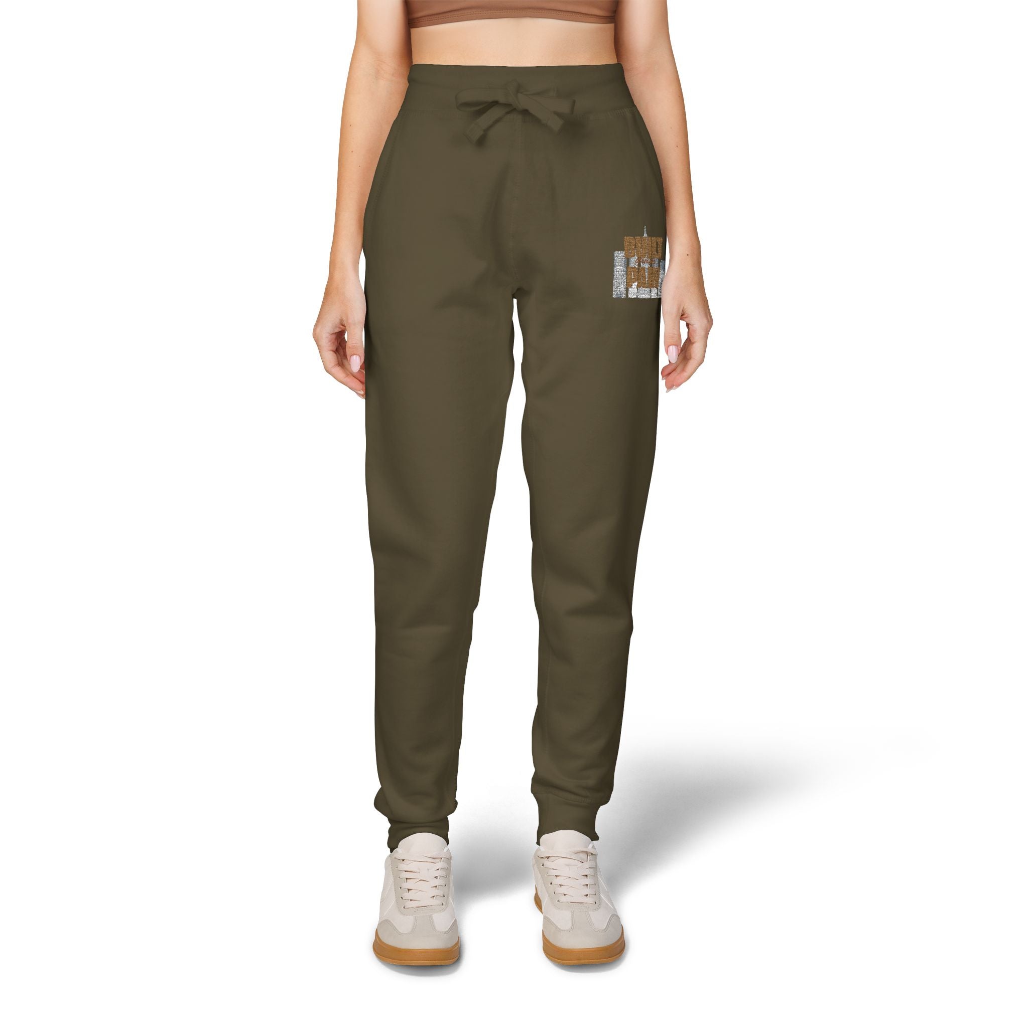 Embroidered Cozy Joggers — 'Built Through Pain' Fleece Sweatpants