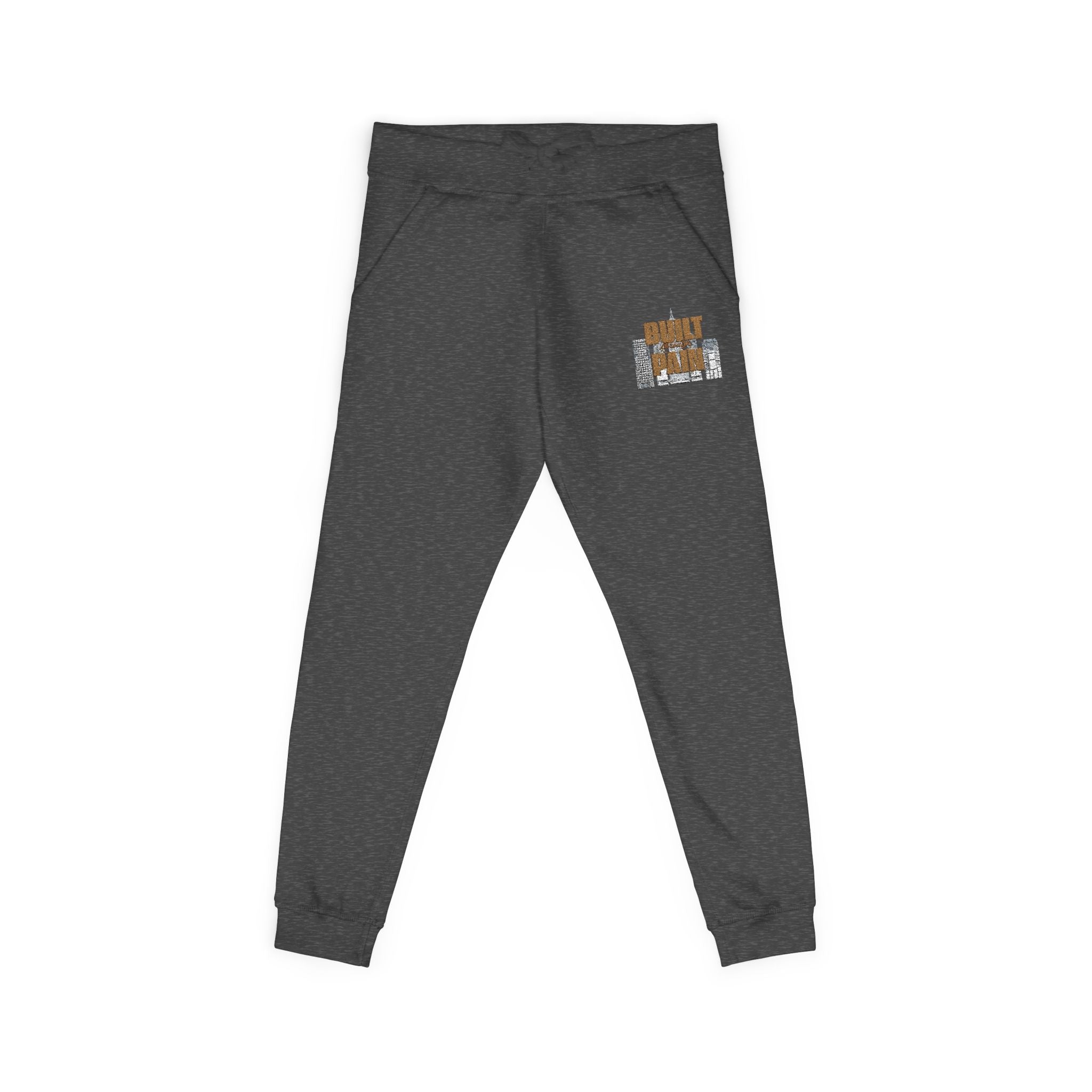 Embroidered Cozy Joggers — 'Built Through Pain' Fleece Sweatpants