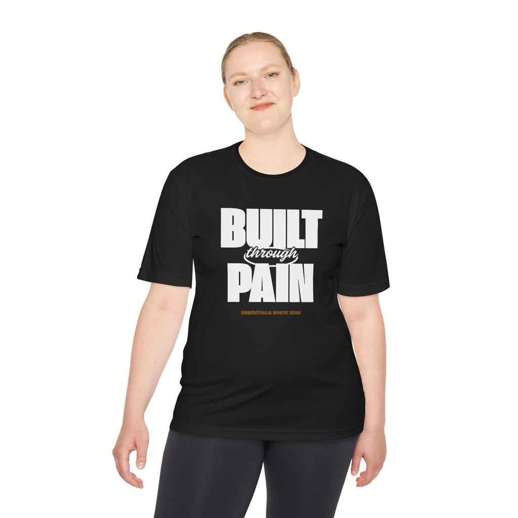 Built Through Pain Graphic Tee — Motivational Moisture-Wicking Shirt