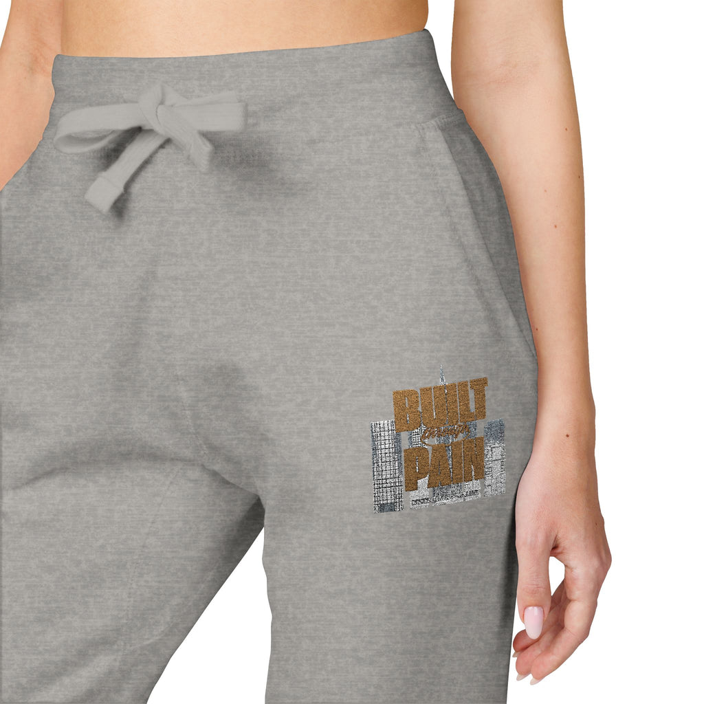 Embroidered Cozy Joggers — 'Built Through Pain' Fleece Sweatpants