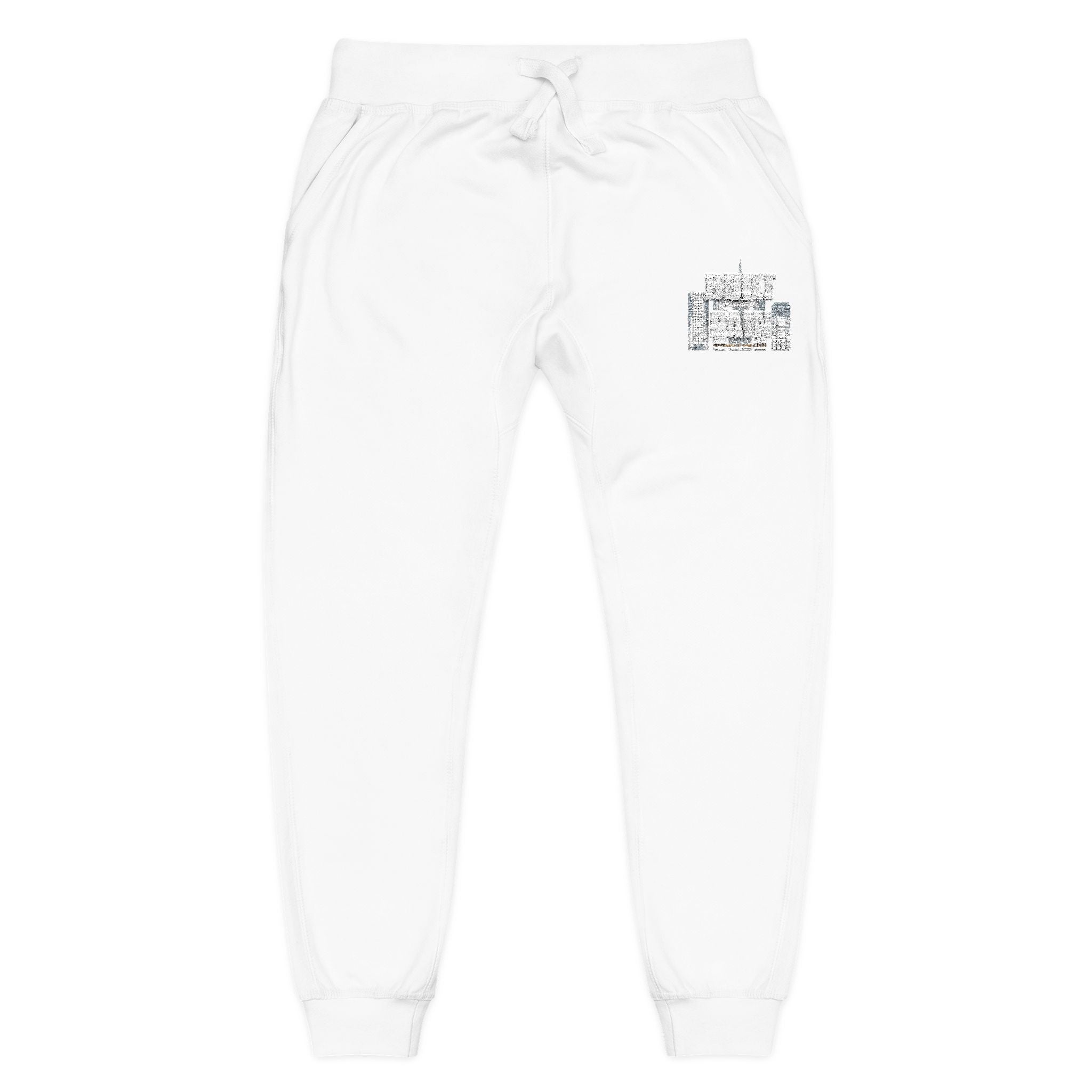Embroidered Cozy Sweatpants — Minimal Logo Fleece Joggers