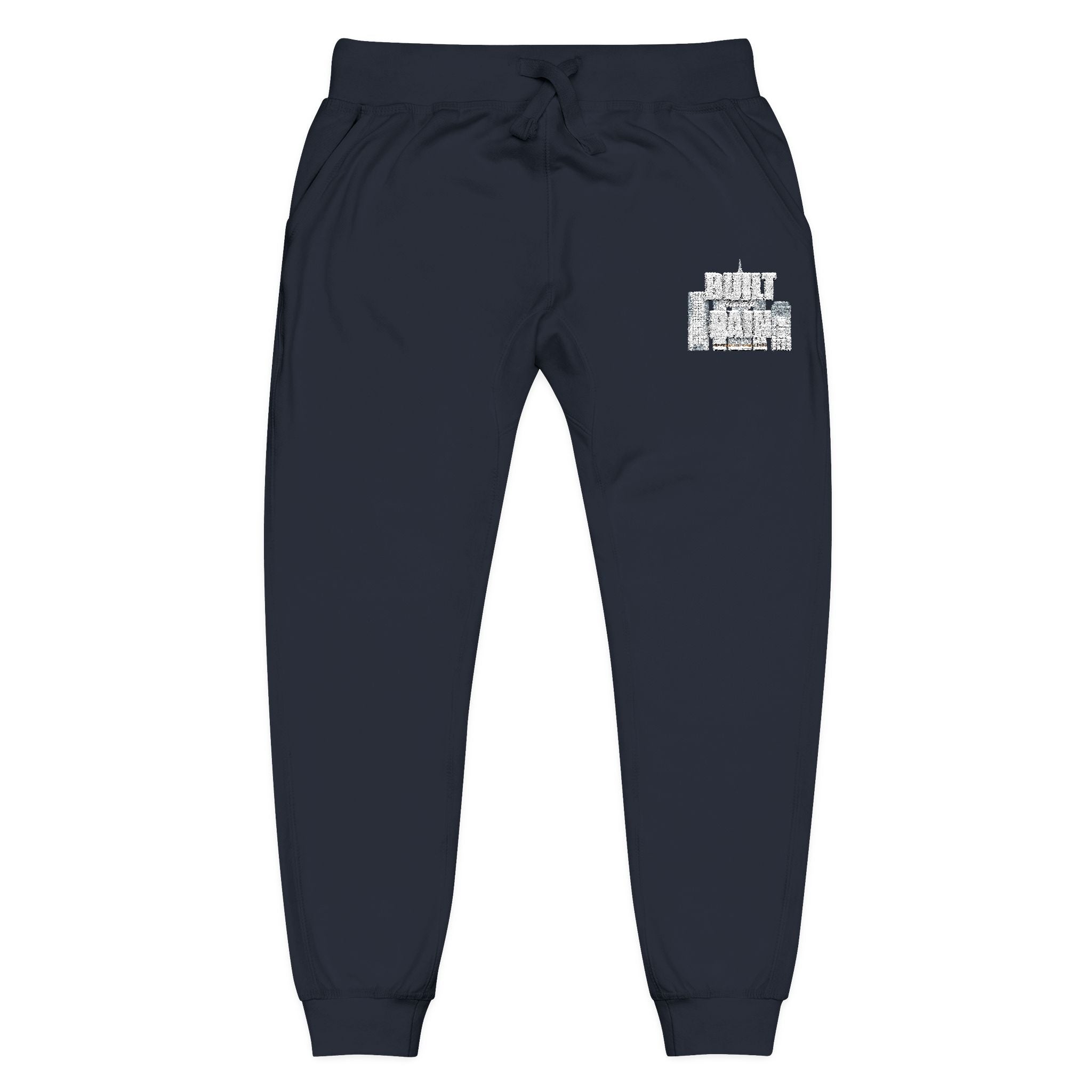 Embroidered Cozy Sweatpants — Minimal Logo Fleece Joggers