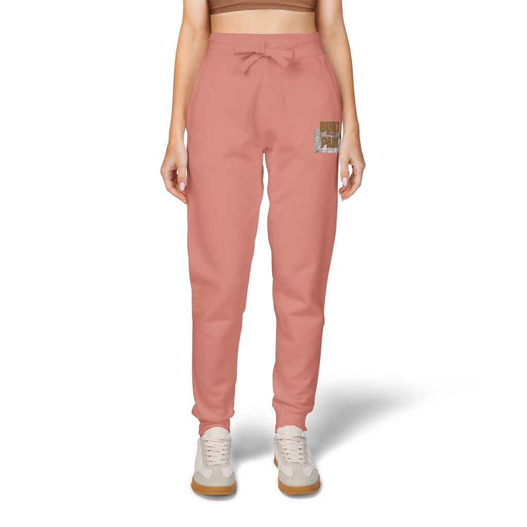 Embroidered Cozy Joggers — 'Built Through Pain' Fleece Sweatpants