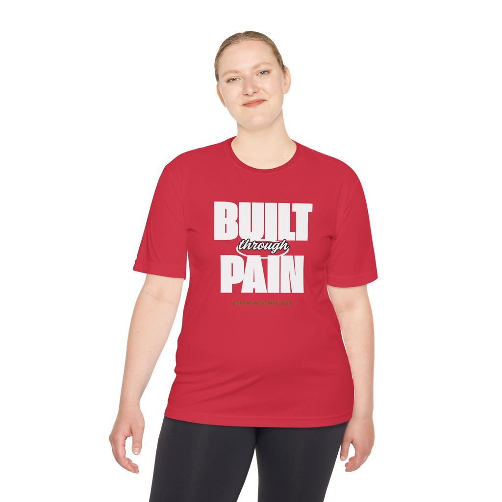 Built Through Pain Graphic Tee — Motivational Moisture-Wicking Shirt